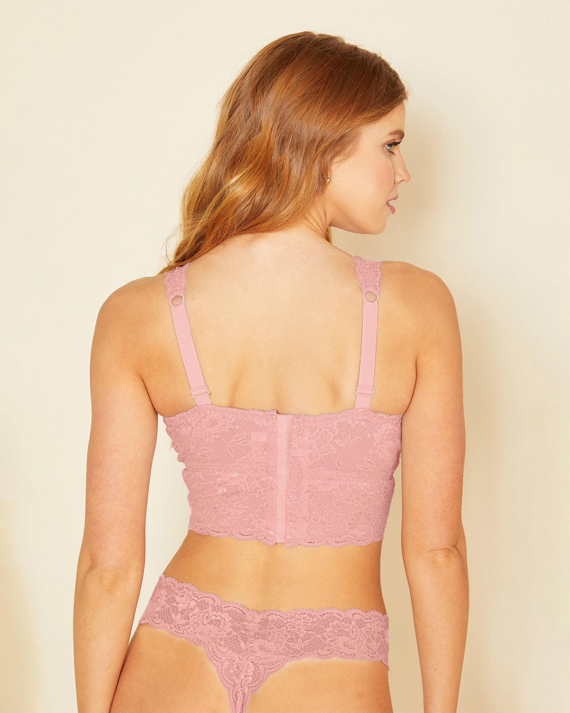 Cosabella Never Say Never Curvy Plungie Longline Bralette in pink