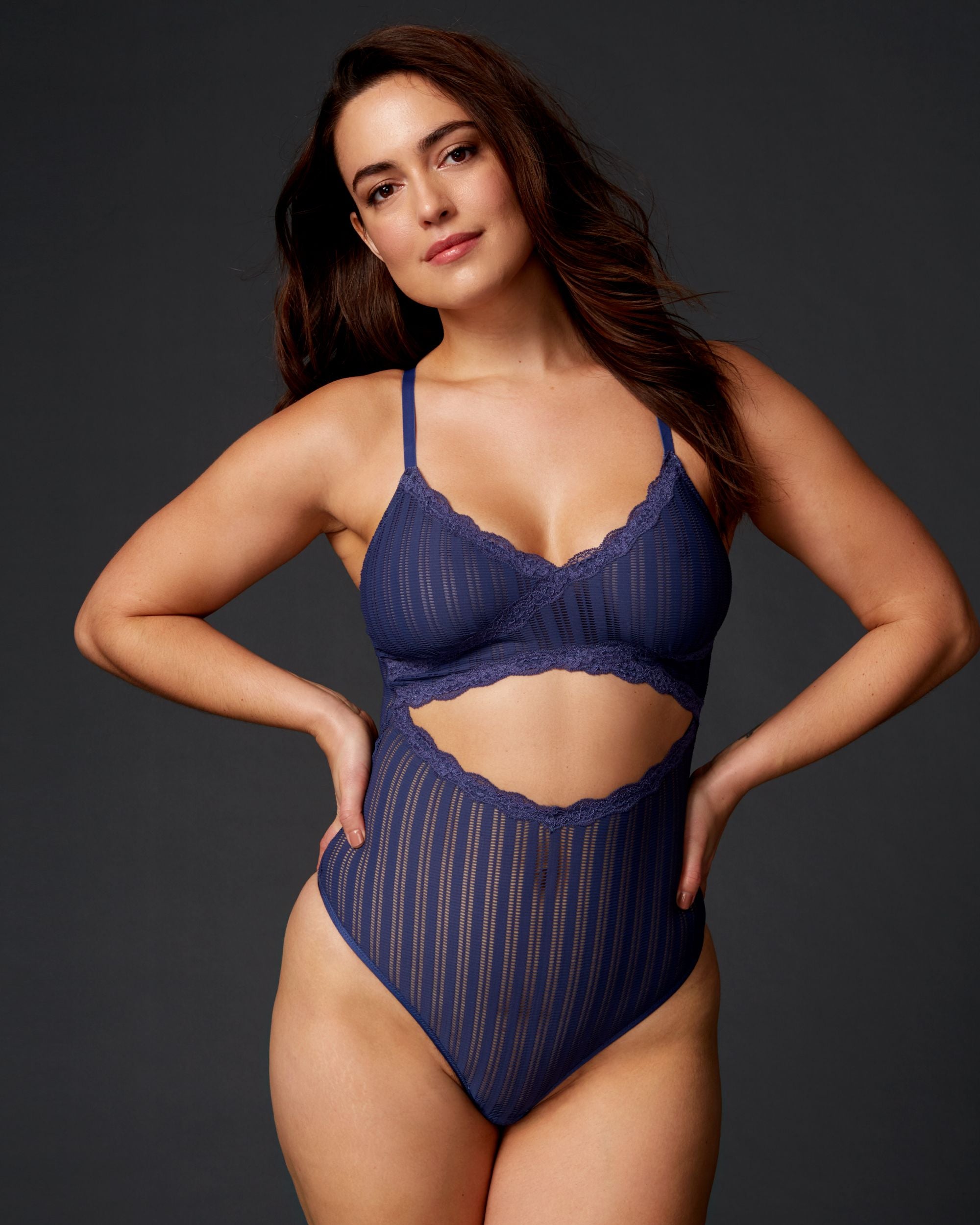 Cosabella Bisou Earth Stripe Teddy in blue