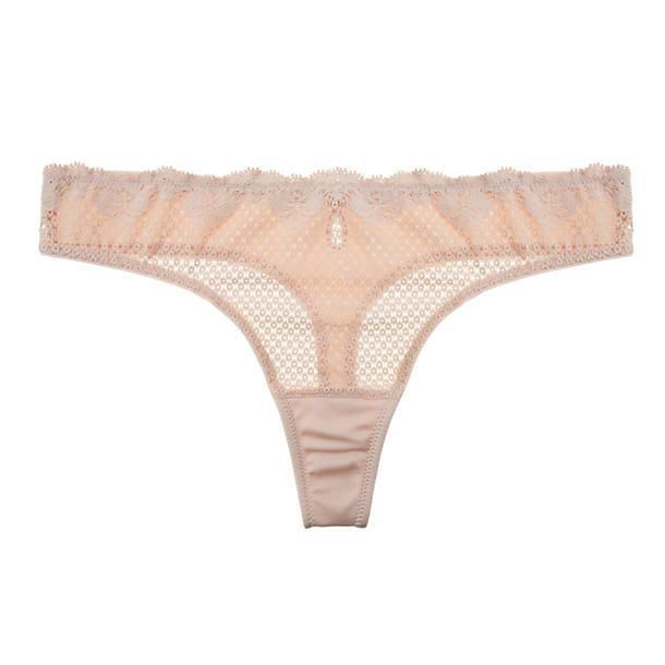 Timpa Duet Lace Low-Cut Thong in beige