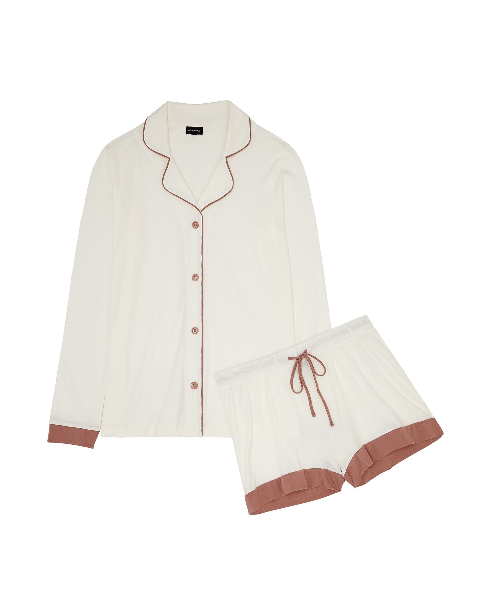 Cosabella Bella Bridal Long Sleeve Top & Boxer Pajama Set in white