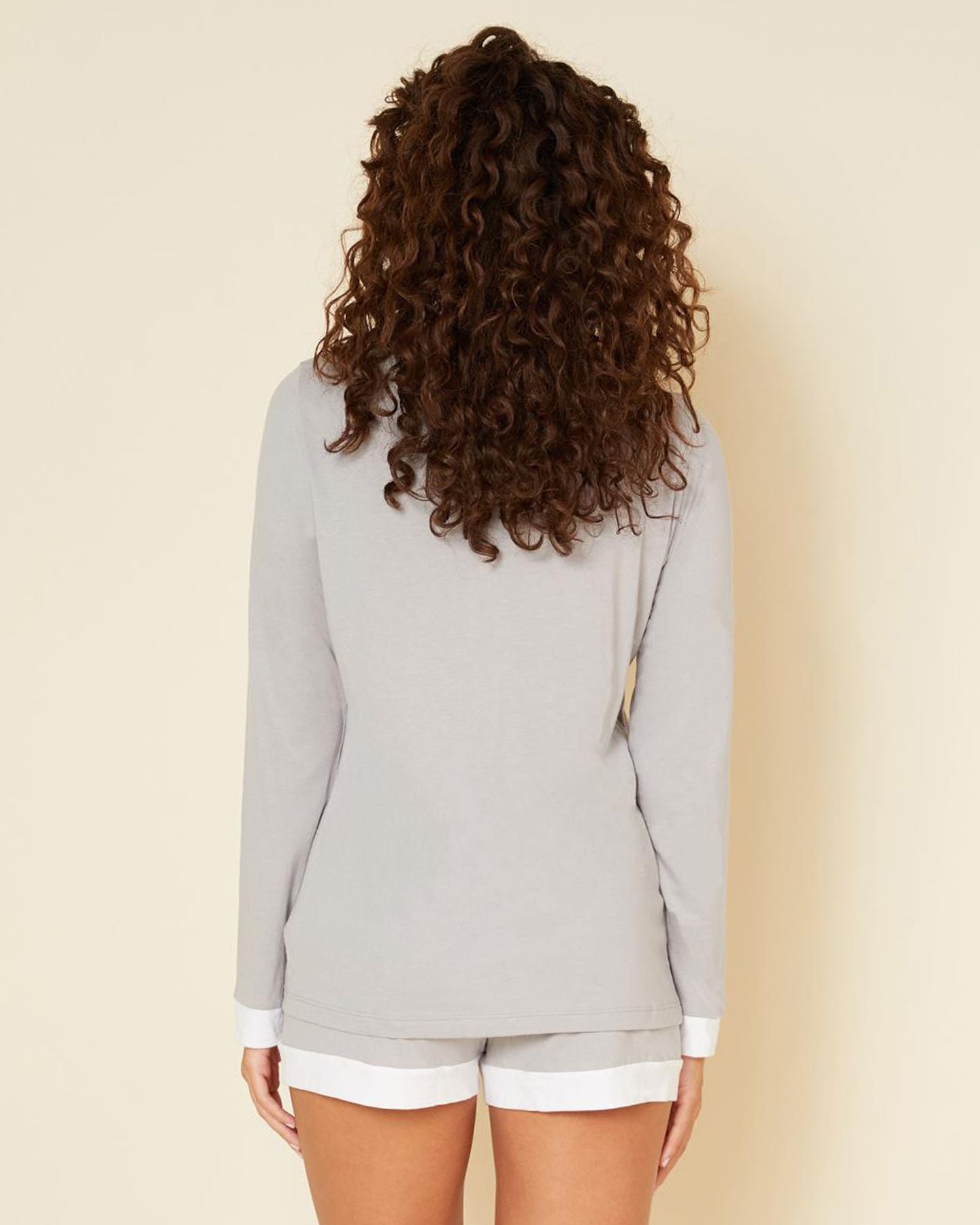 Cosabella Bella Bridal Long Sleeve Top & Boxer Pajama Set in gray