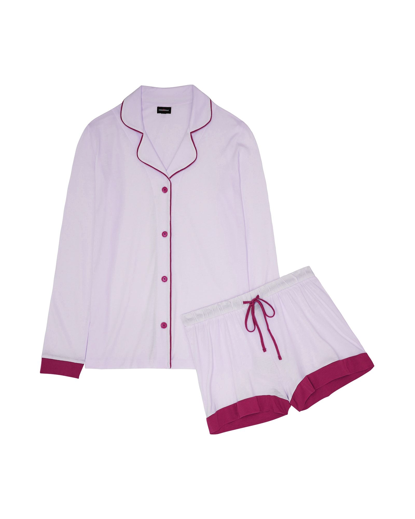 Cosabella Bella Bridal Long Sleeve Top & Boxer Pajama Set in purple