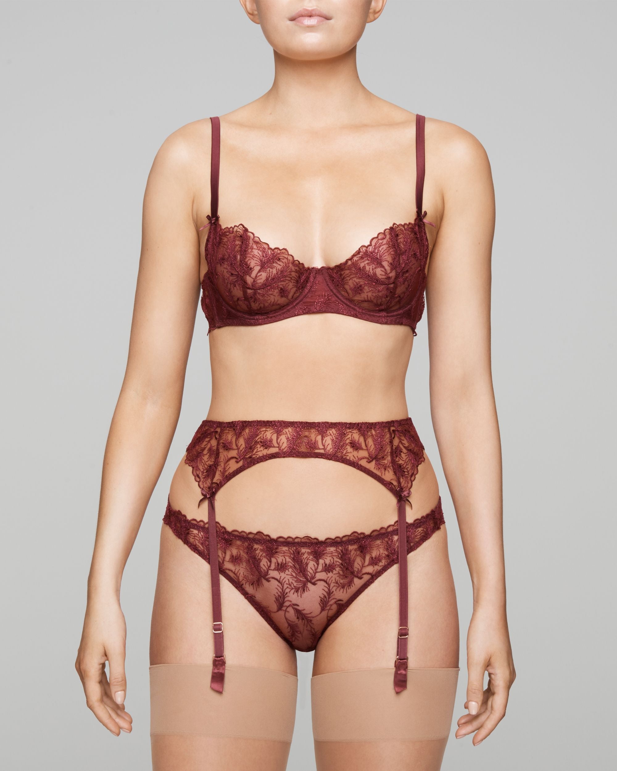 Coco de Mer Muse by Coco de Mer Rosa Balcony Bra in red