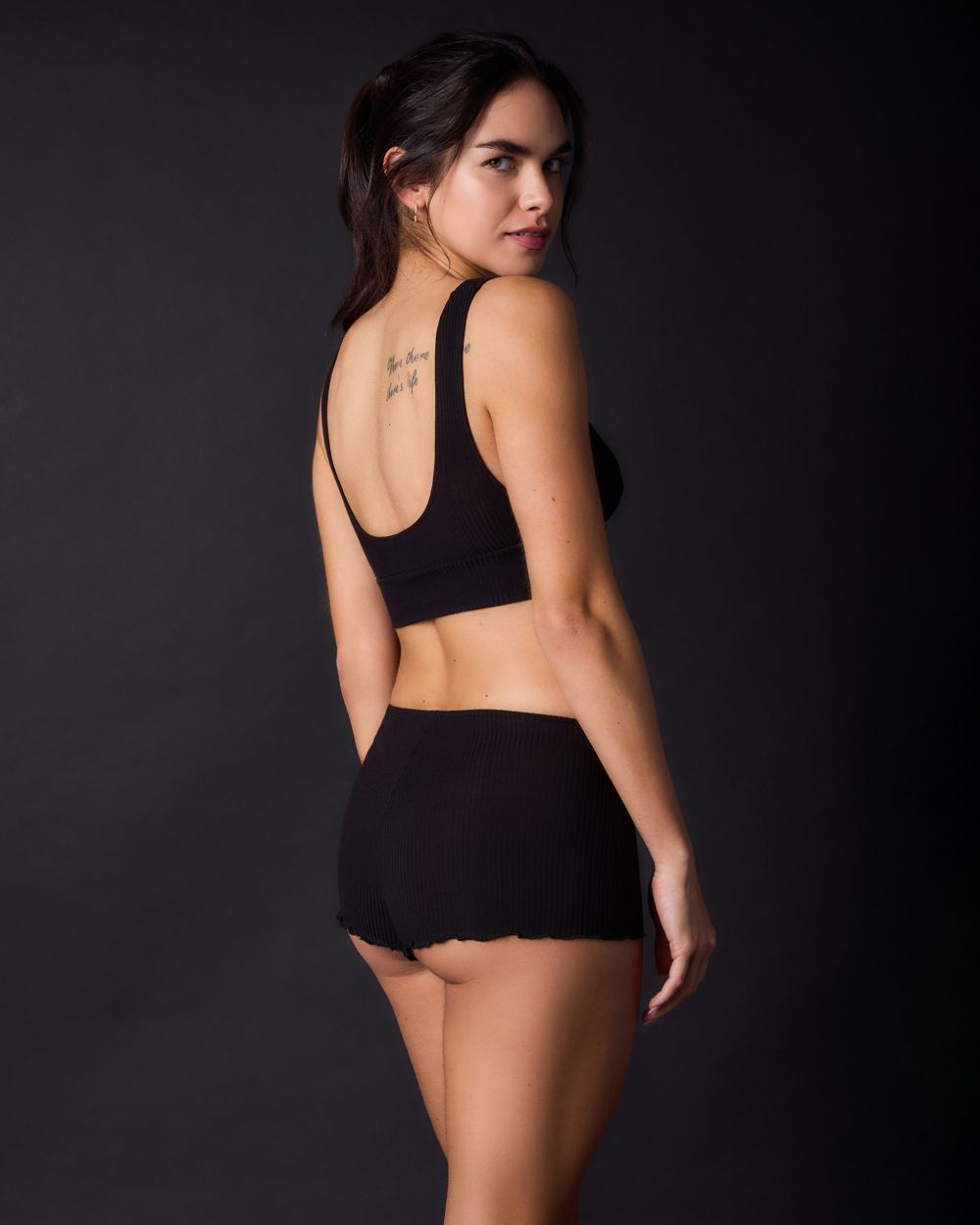 Only Hearts Feather Weight Rib 2 Ply Tank Bralette in black