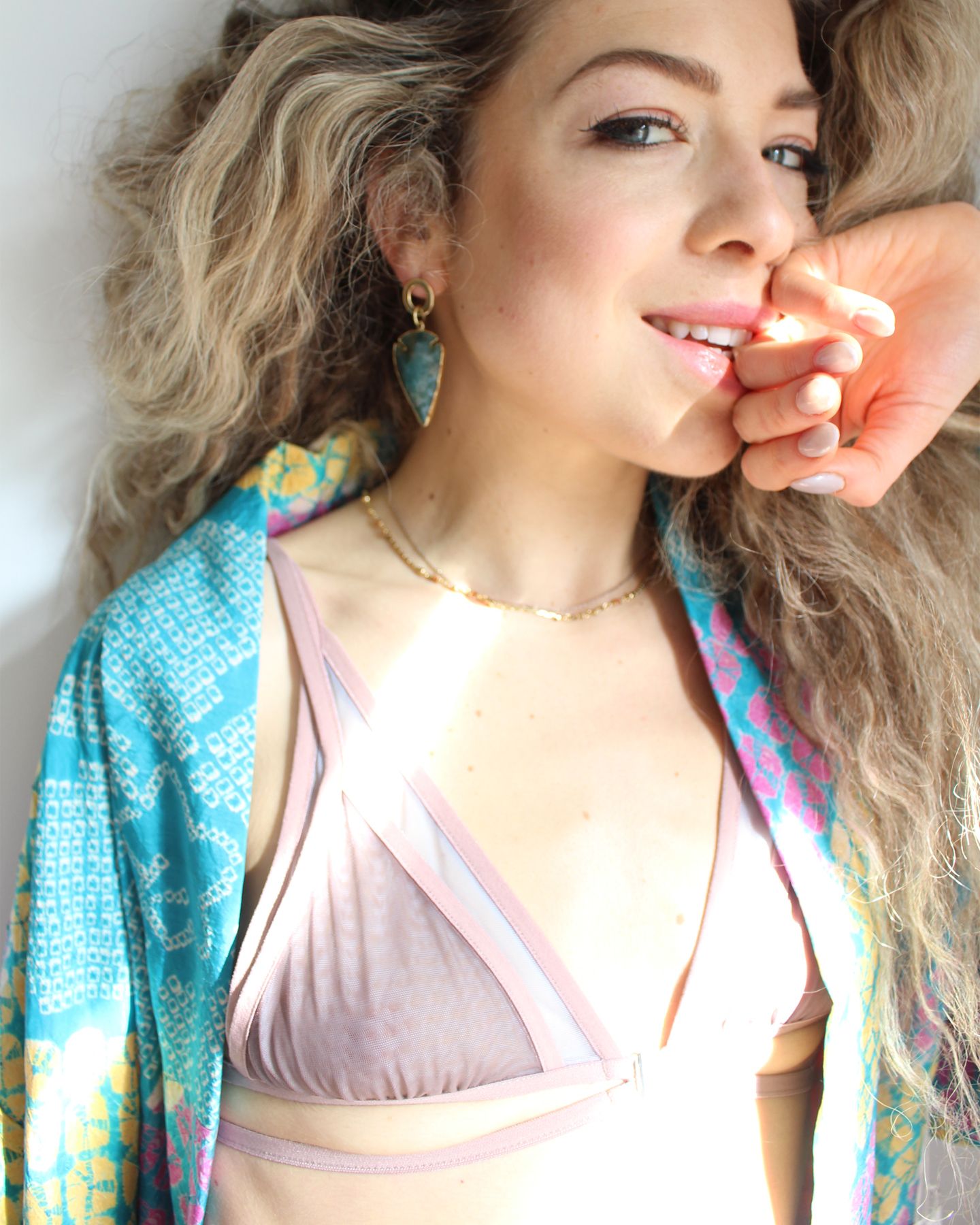 Only Hearts Color Block Whisper Triangle Bralette in blue