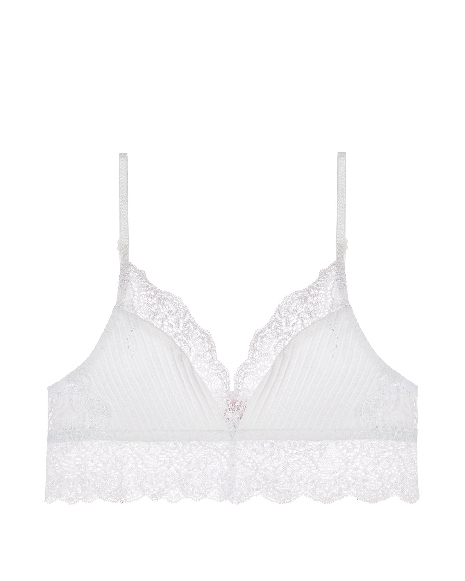 Only Hearts Eco Rib with Lace Pull Over Bralette in white