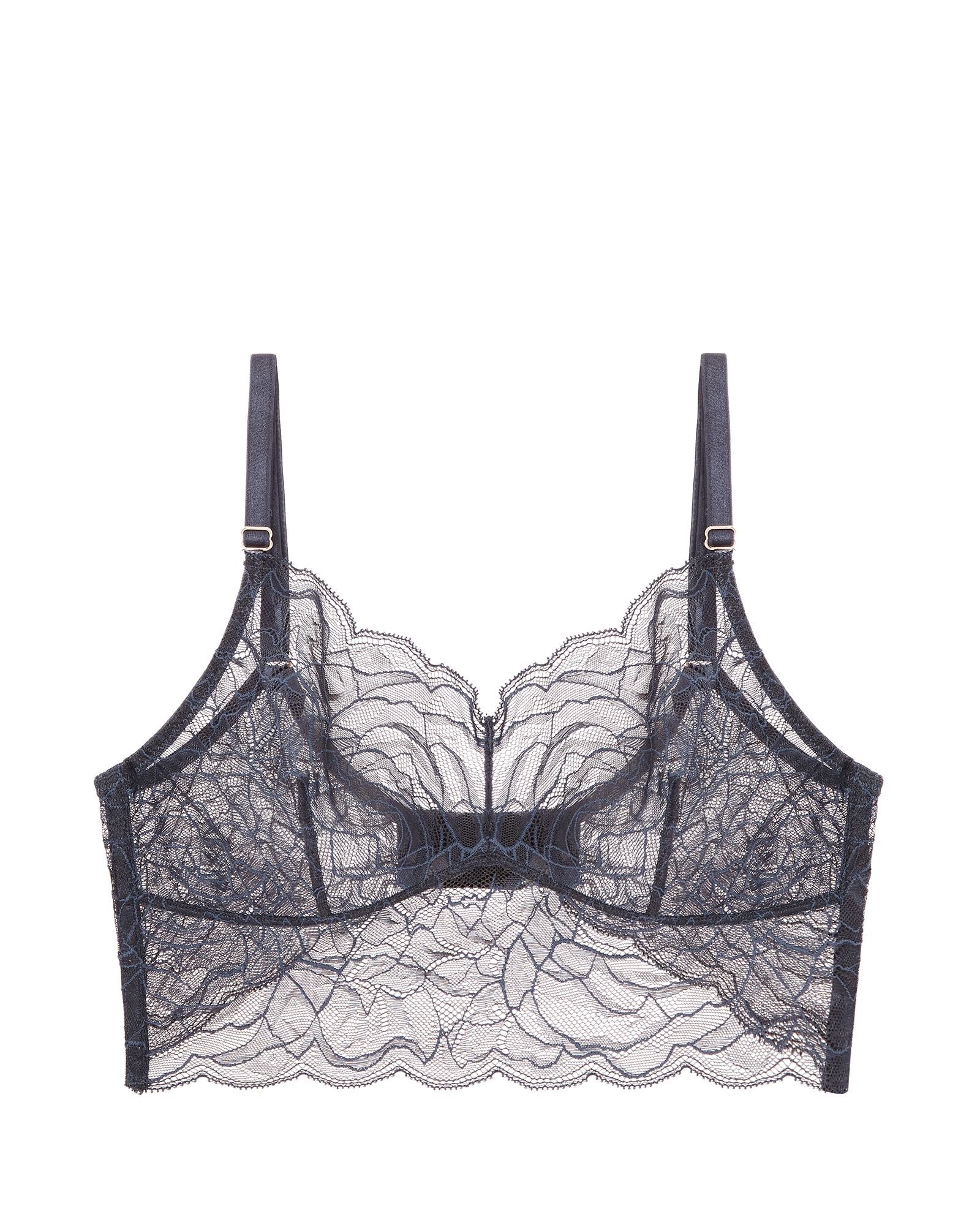 Samantha Chang All Lace Roses Longline Bralette in black