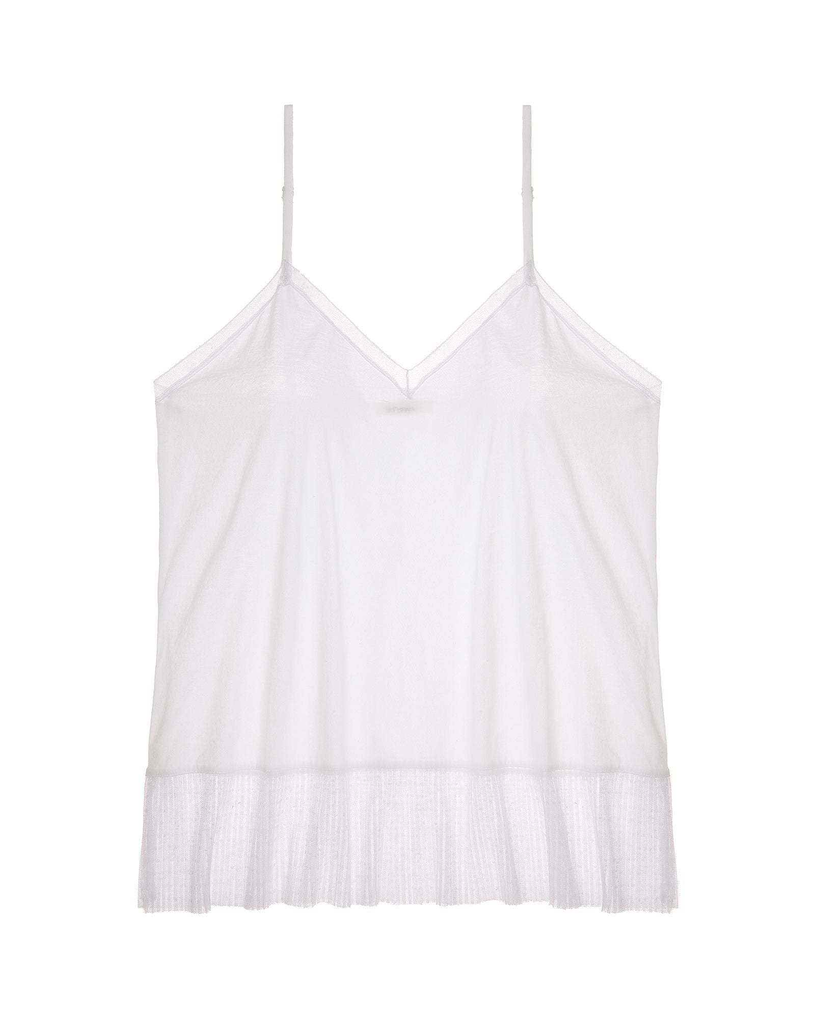 Skin Organic Pima Cotton with Pleated Lace Guiliana Cami in white