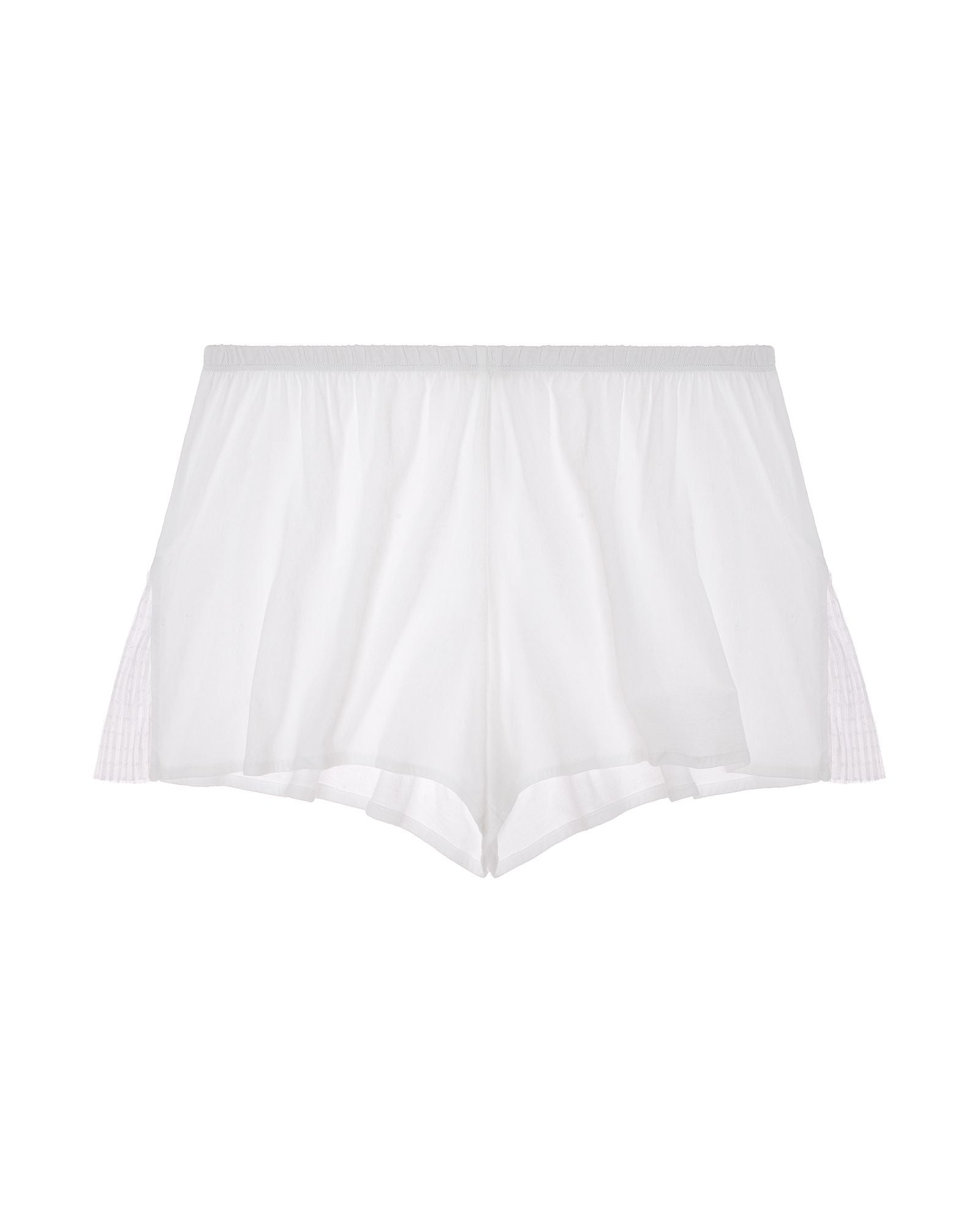 Skin Organic Pima Cotton with Pleated Lace Gabrielle Shortie in white
