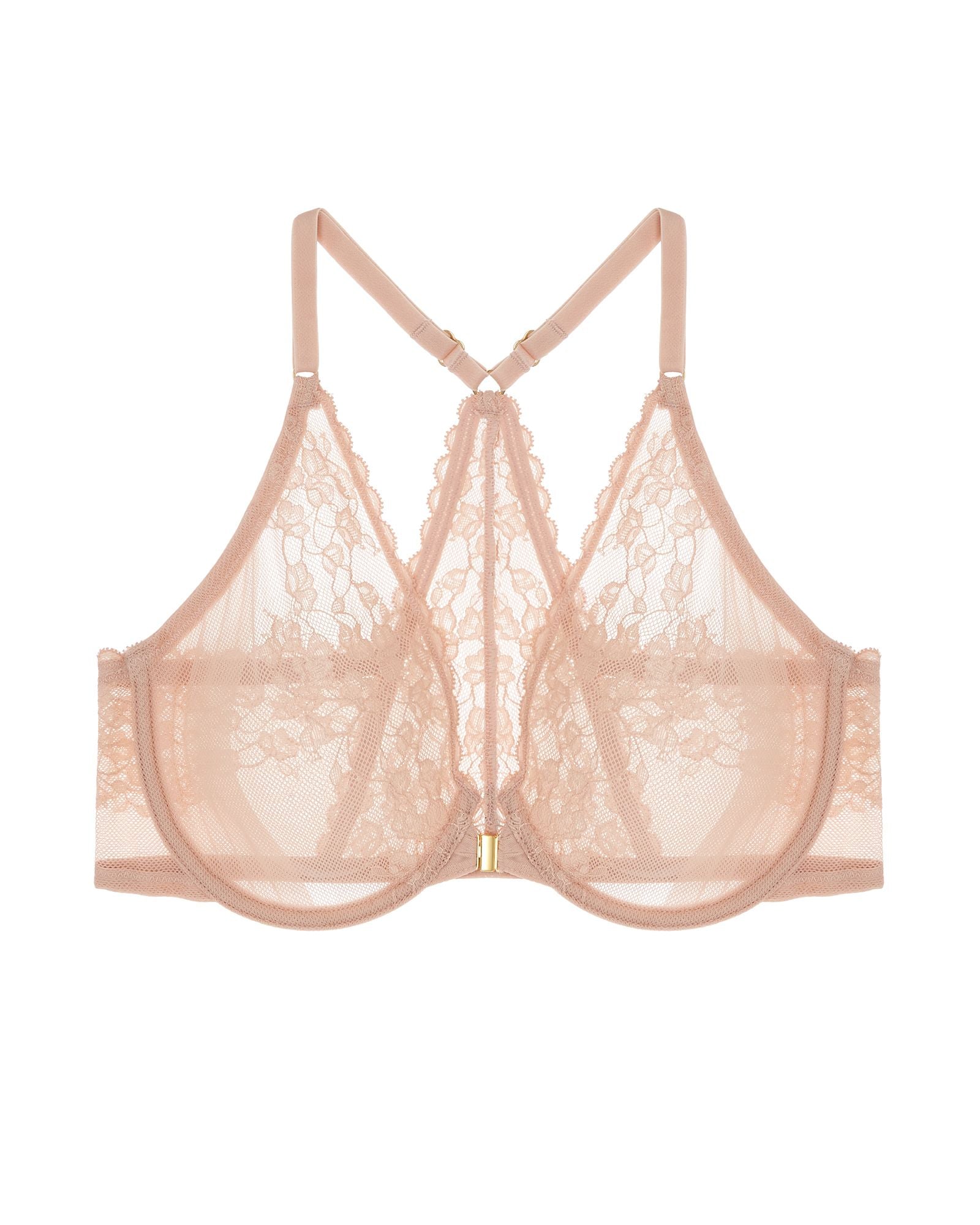 Natori Cherry Blossom Front Close Unlined Underwire Bra in beige