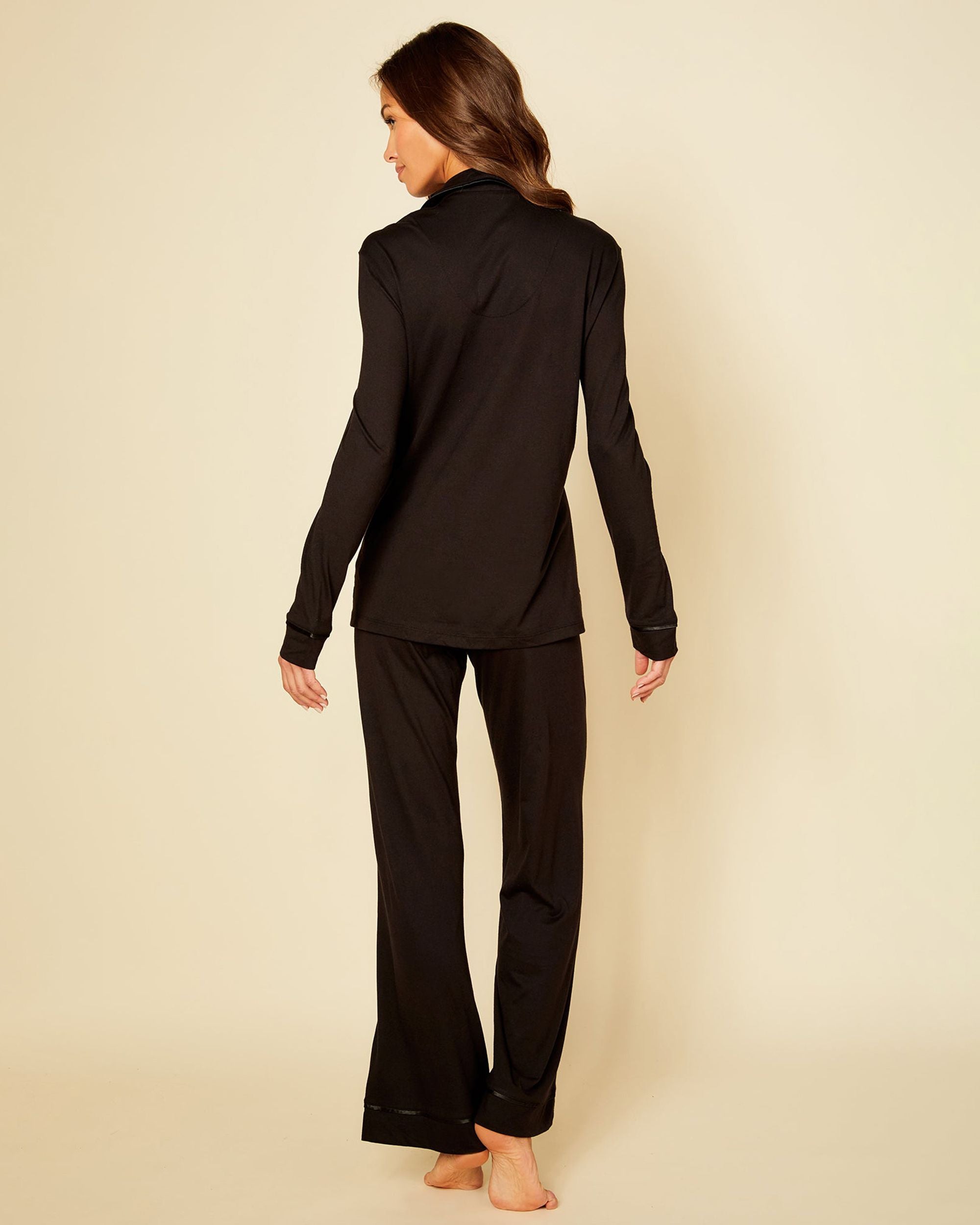 Cosabella Bella Long Sleeve Top & Pant Set in black