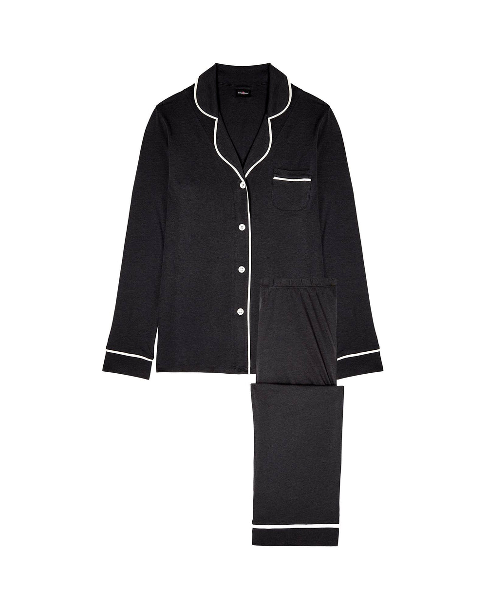 Bella Long Sleeve Top & Pant Set in black - product shot | Cosabella