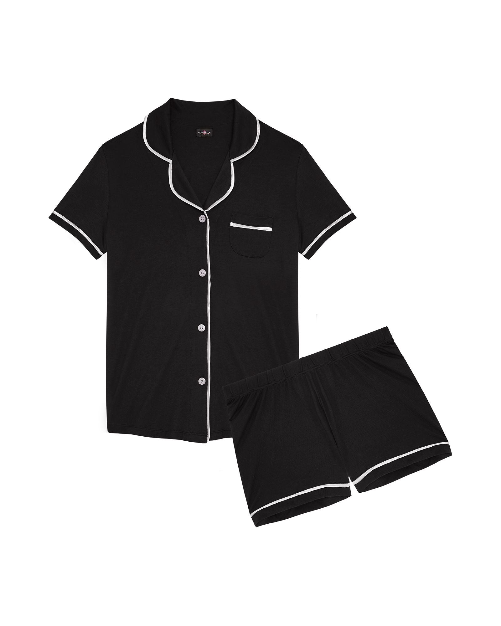 Cosabella Bella Short Sleeve & Boxer PJ Set in black