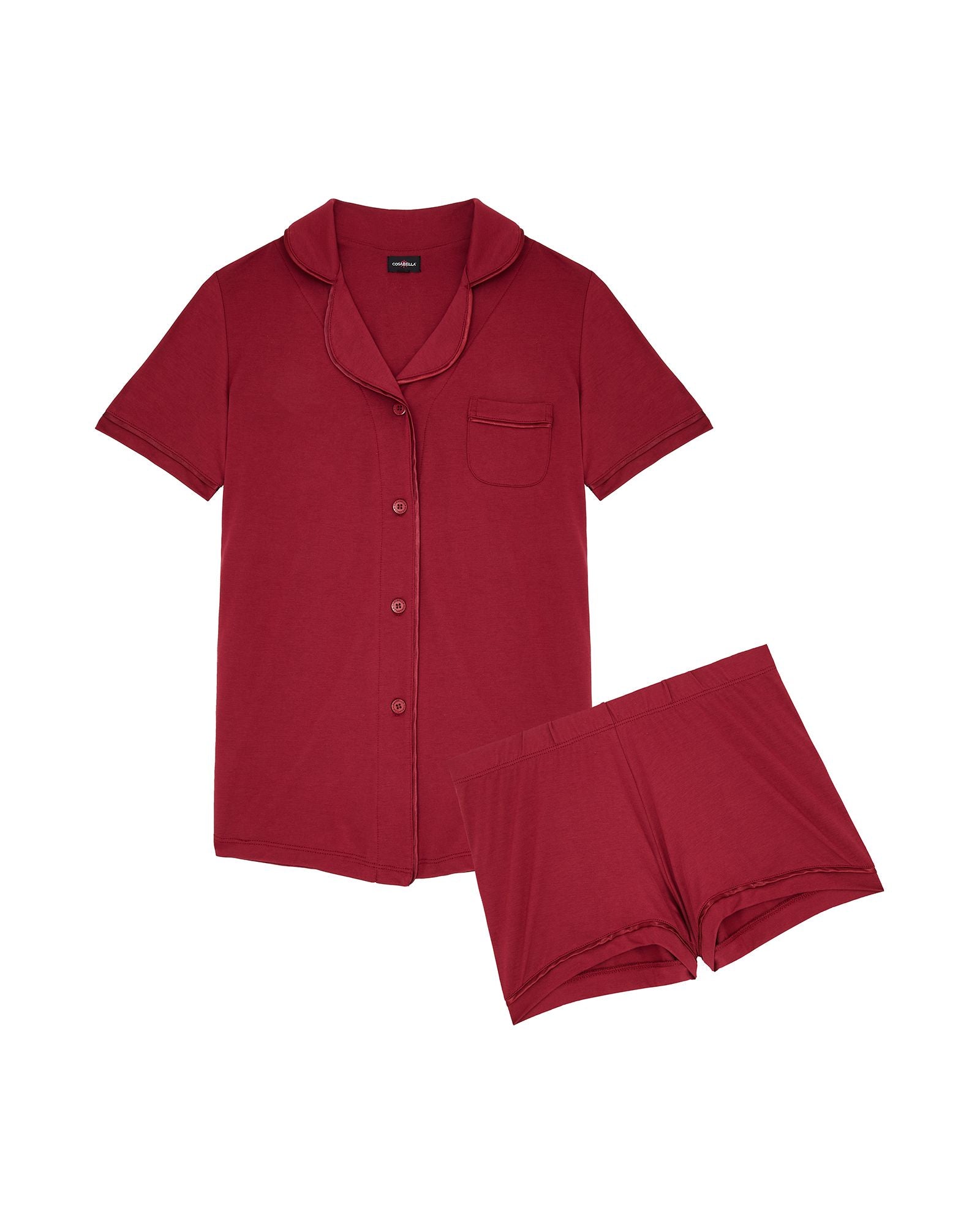 Cosabella Bella Short Sleeve & Boxer PJ Set in red