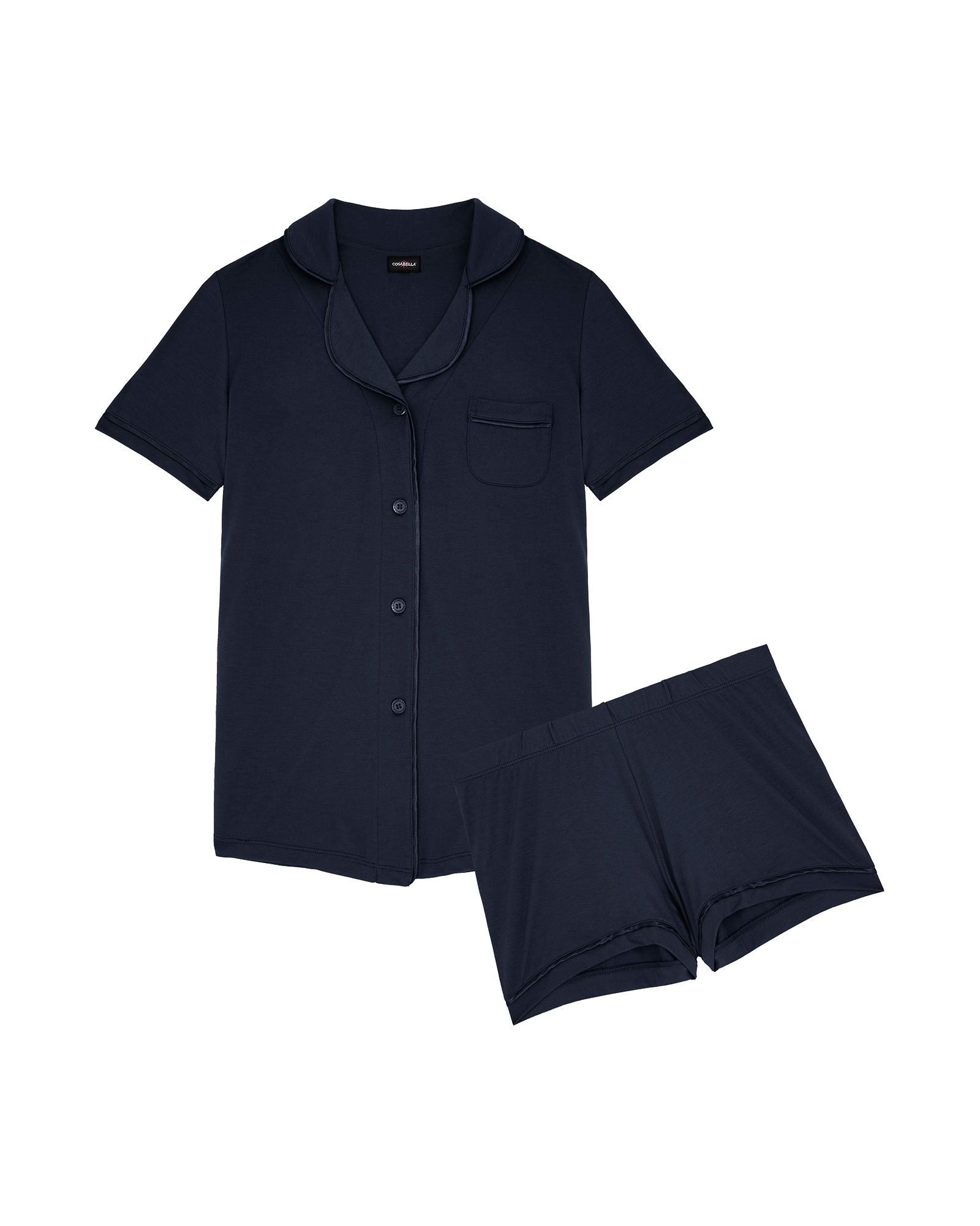 Cosabella Bella Short Sleeve & Boxer PJ Set in blue