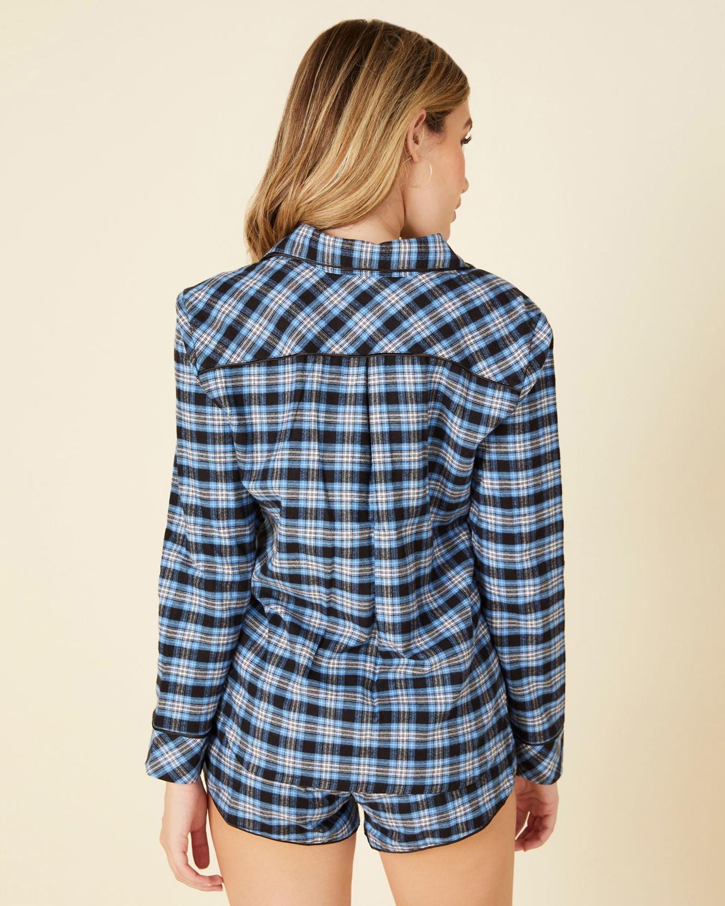 Cosabella Bella Warm Long Sleeve & Boxer Pajama Set in blue