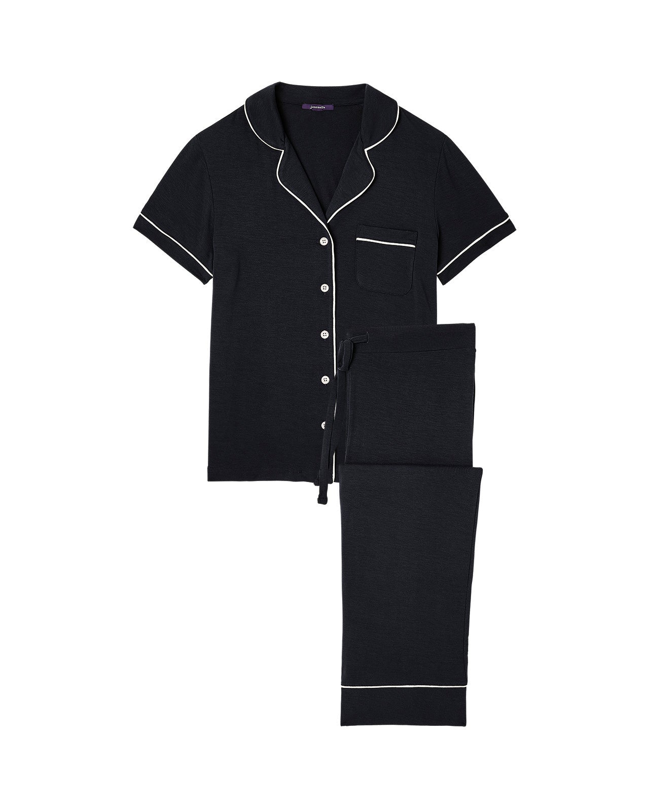 Journelle Lilly Short Sleeve & Pant Pajama Set in black
