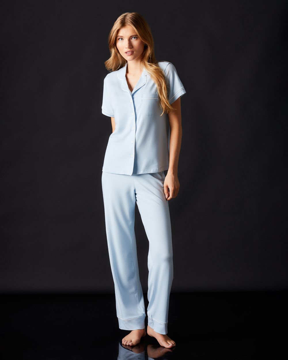 Journelle Lilly Short Sleeve & Pant Pajama Set in blue