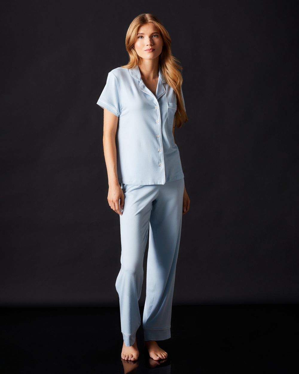 Journelle Lilly Short Sleeve & Pant Pajama Set in blue