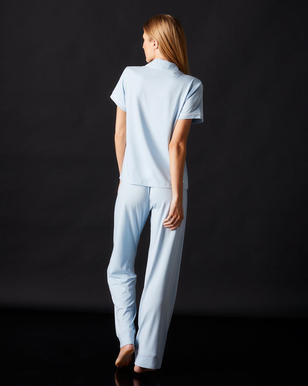 Journelle Lilly Short Sleeve & Pant Pajama Set in blue