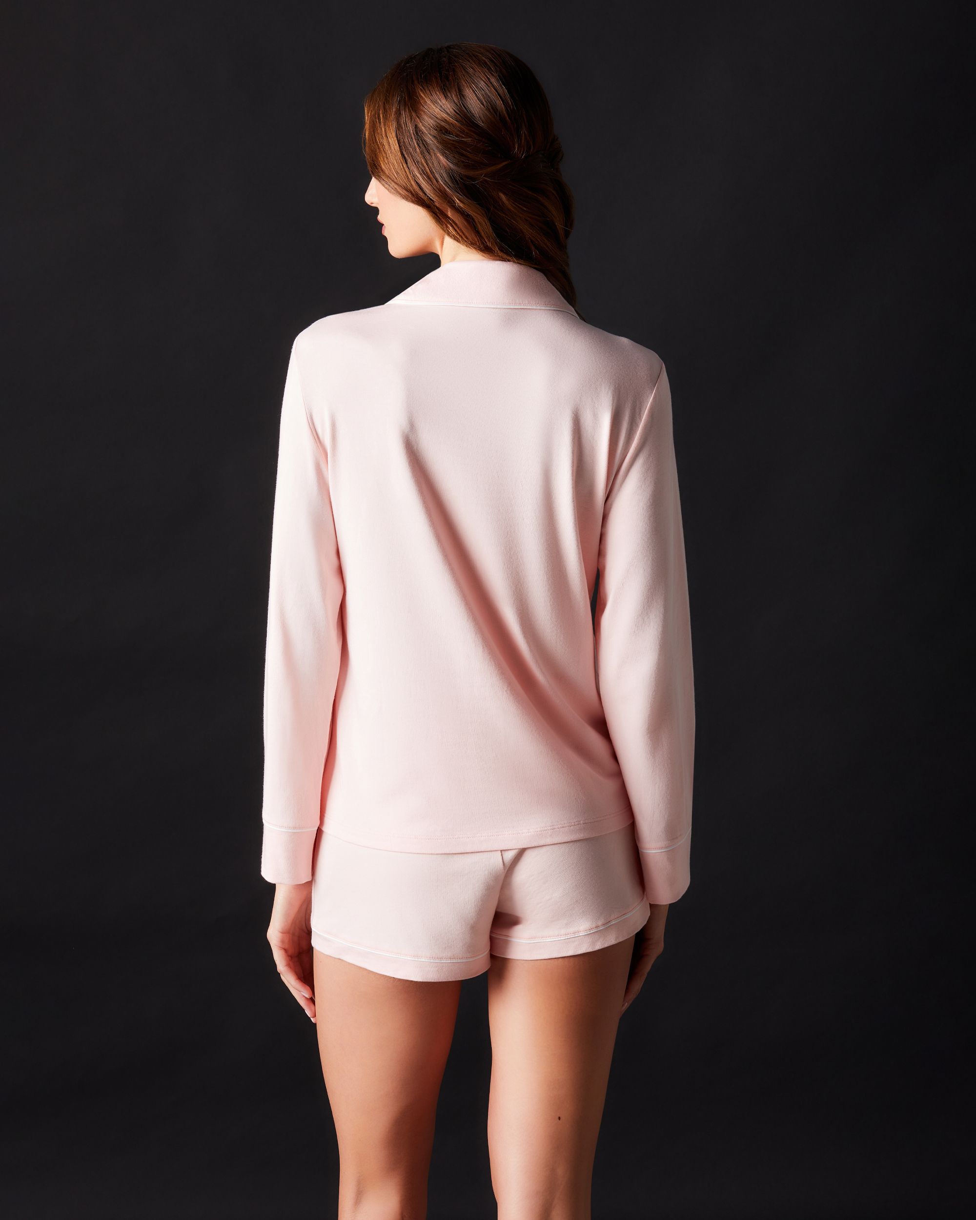 Journelle Lilly Long Sleeve & Short Pajama Set in pink
