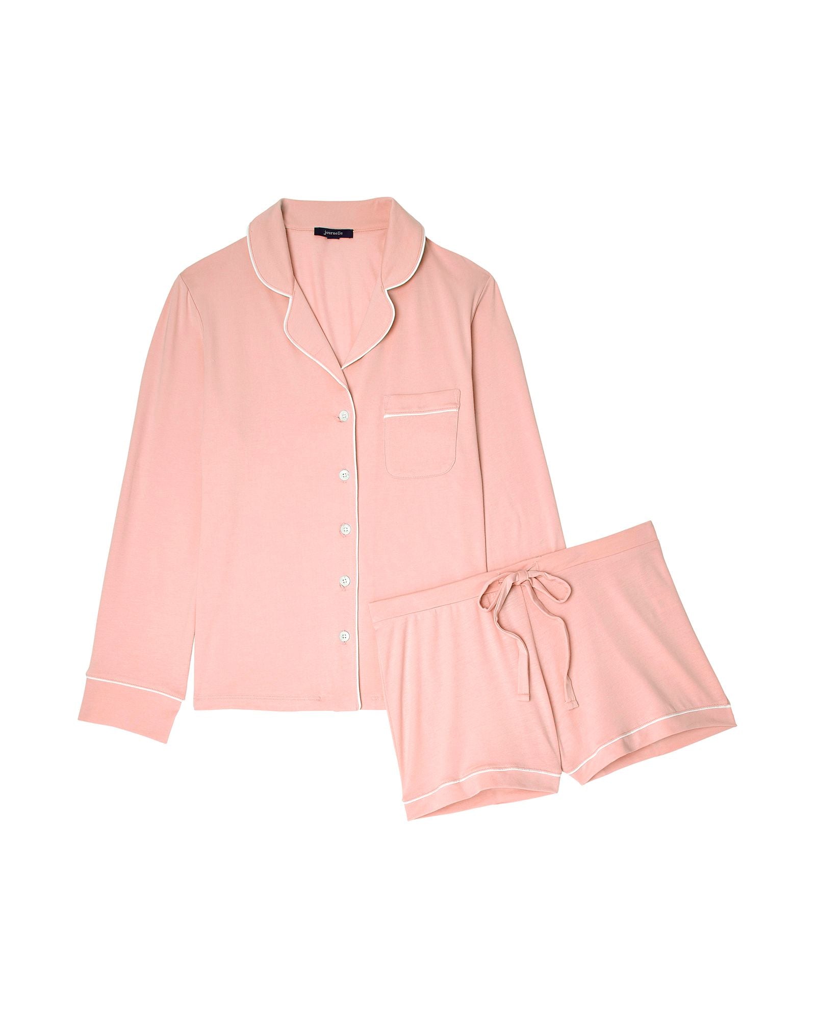 Journelle Lilly Long Sleeve & Short Pajama Set in pink