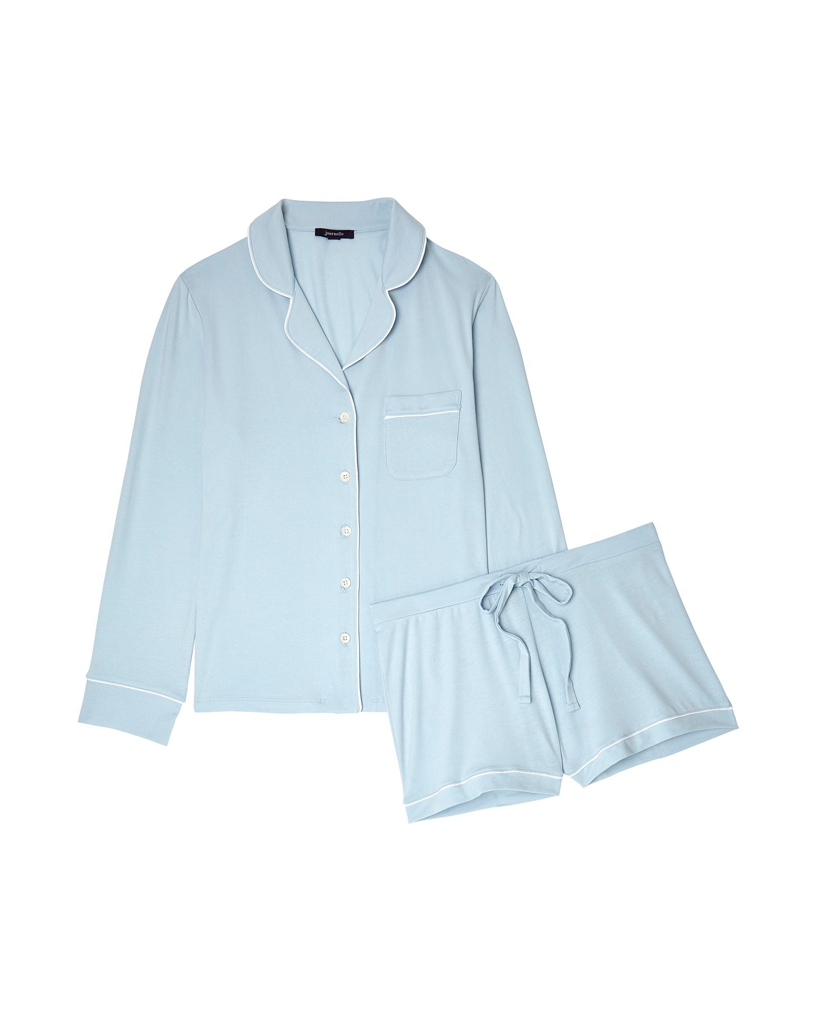 Journelle Lilly Long Sleeve & Short Pajama Set in blue