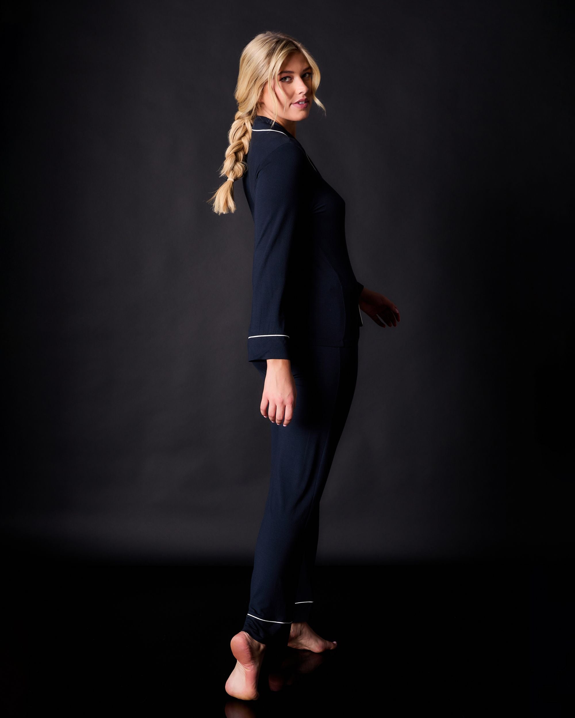 Journelle Lilly Long Sleeve & Pant Pajama Set in black