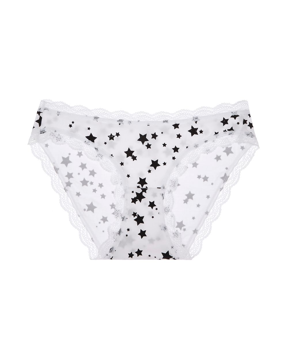 Stripe + Stare White with Black Star Knicker in white