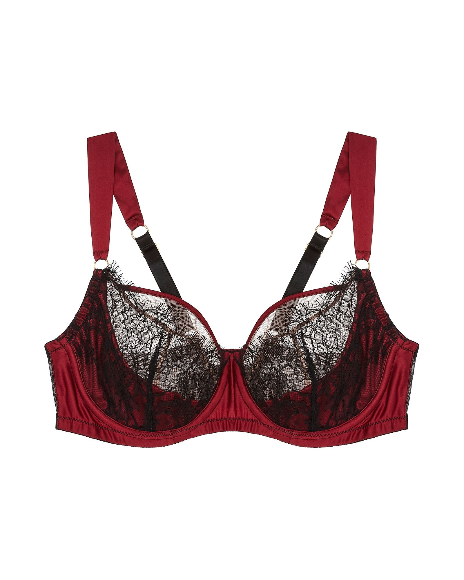 TeAmore Dusk Leavers Lace Bra in red