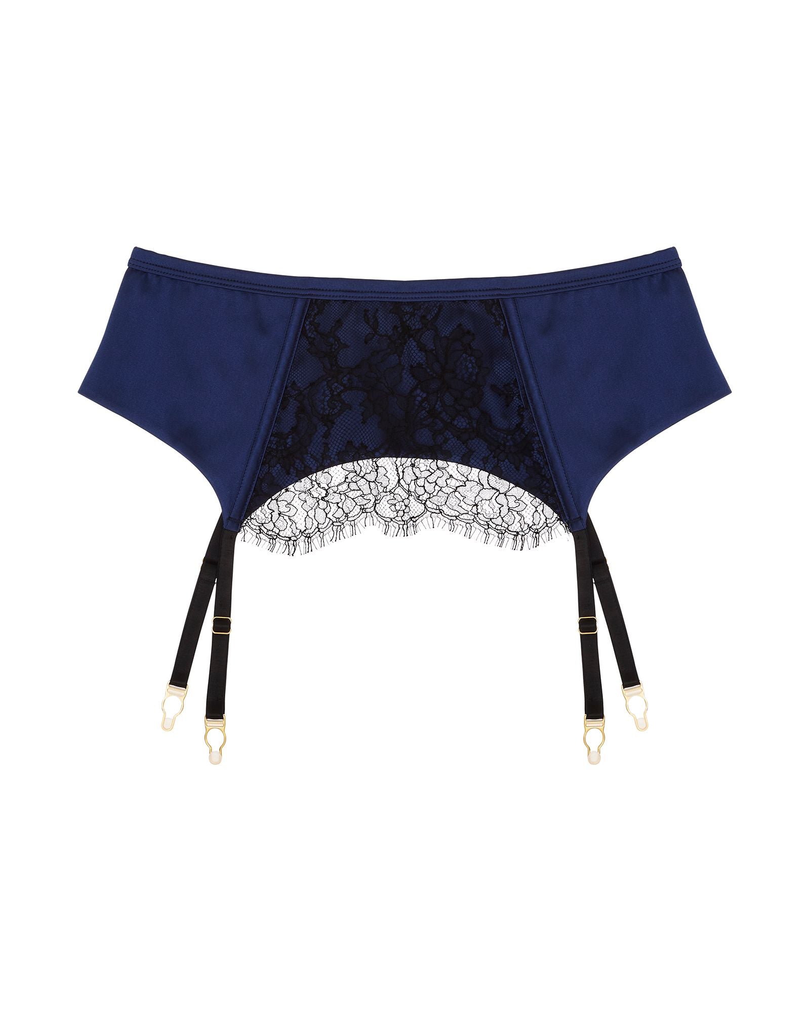 TeAmore Dusk Leavers Lace Suspender Belt in blue
