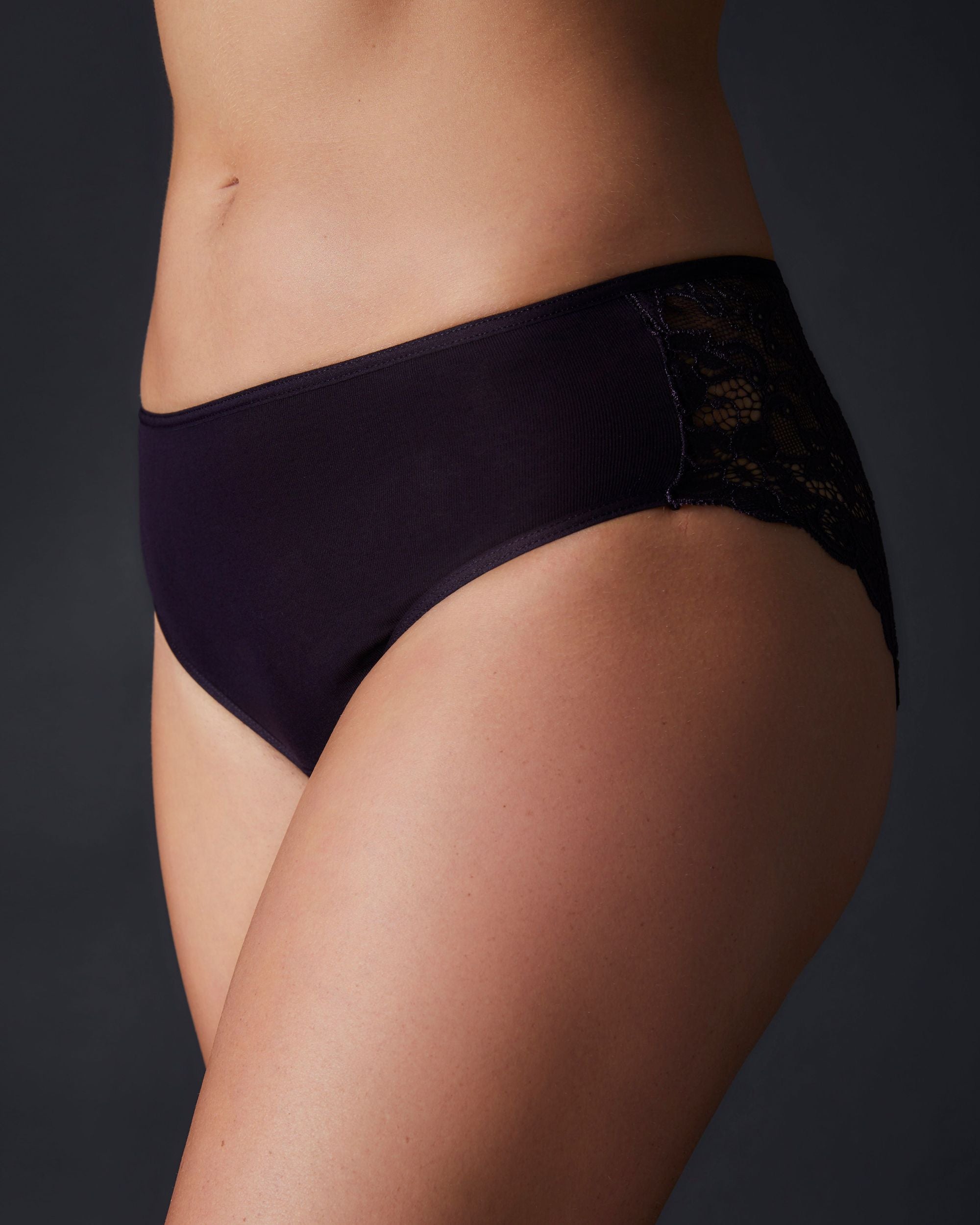 Hanro Luxury Moments Lace Back Brief in purple