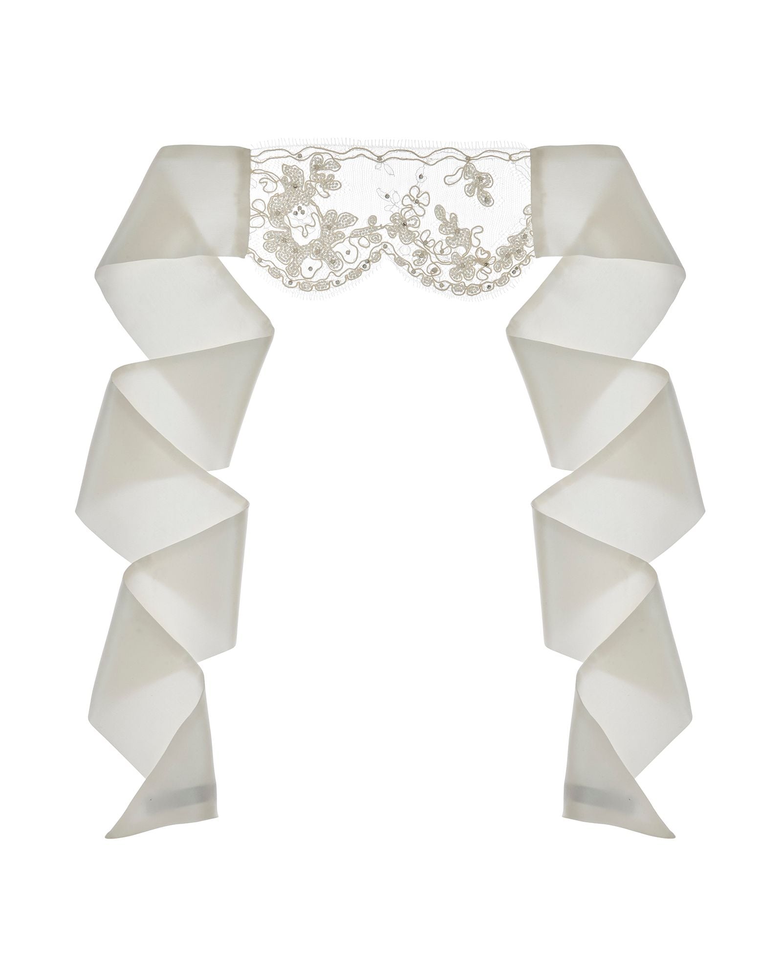 Kiki de Montparnasse Lace Beaded Blindfold in white