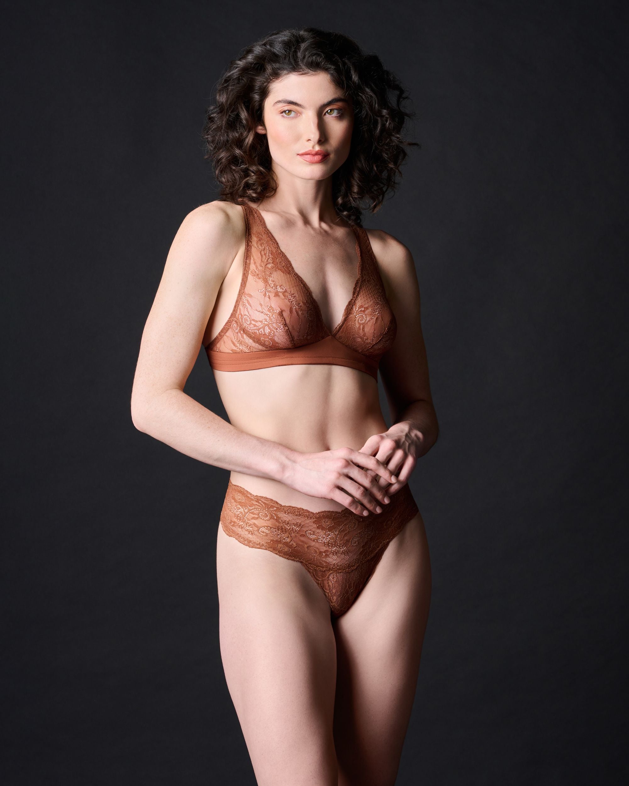 Journelle Sapna Plunge Bralette in brown