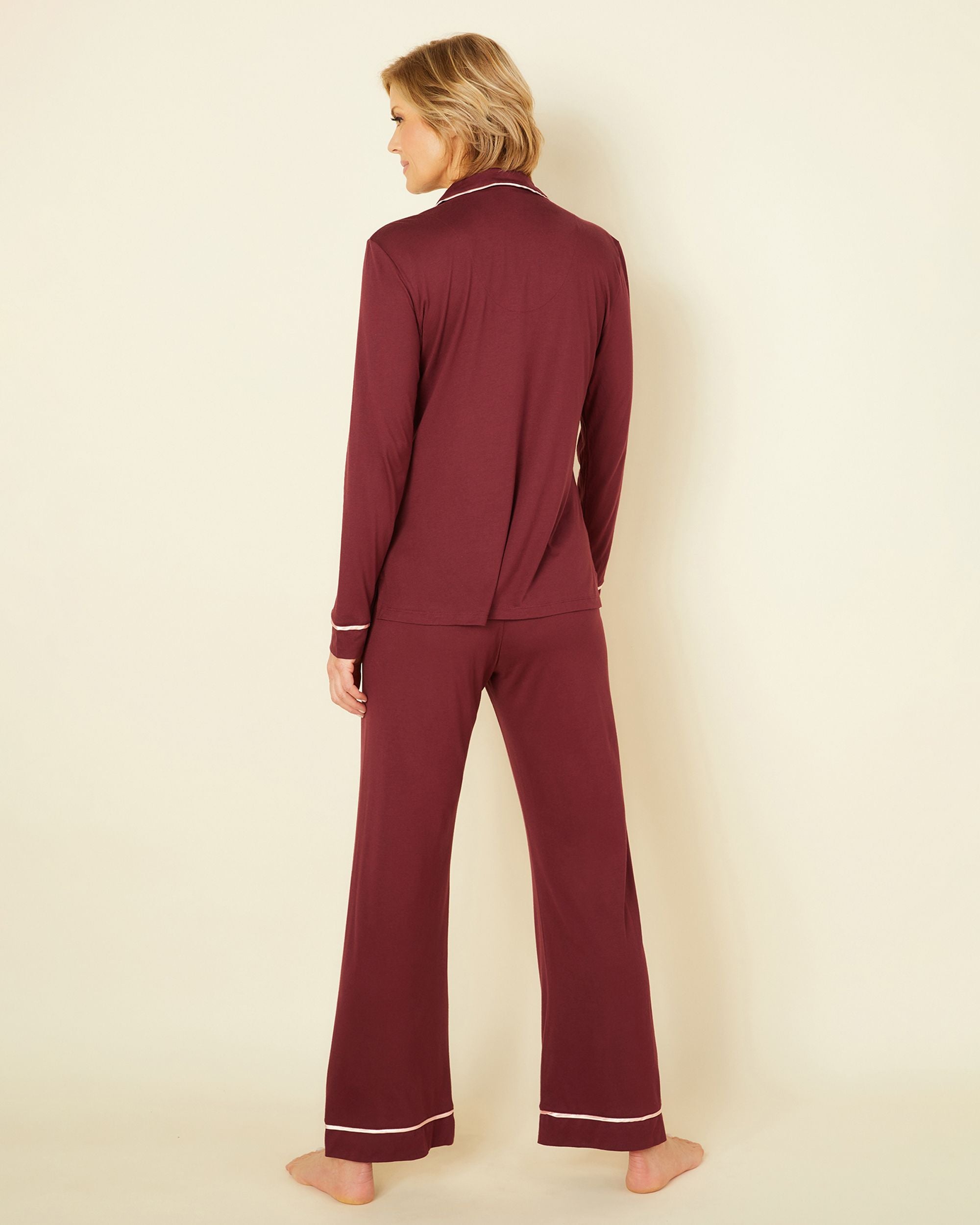 Cosabella Bella Relaxed Long Sleeve Top and Pant Pajama Set in purple