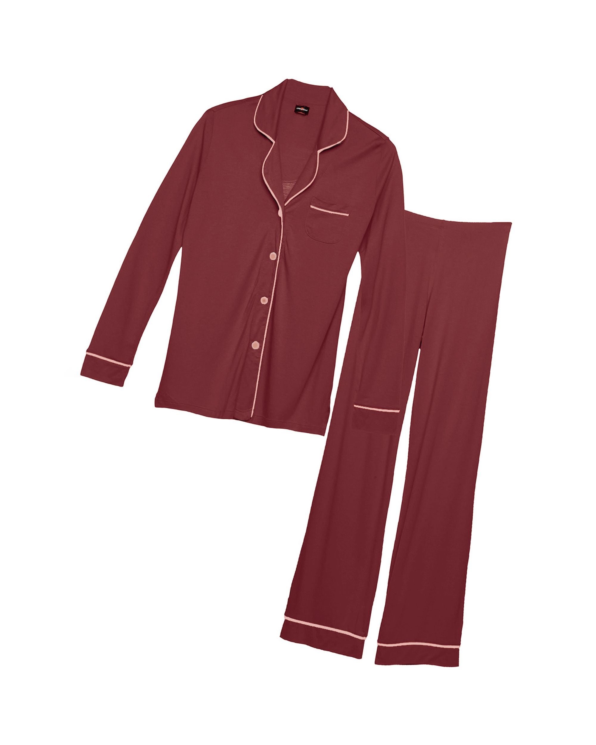 Cosabella Bella Relaxed Long Sleeve Top and Pant Pajama Set in purple