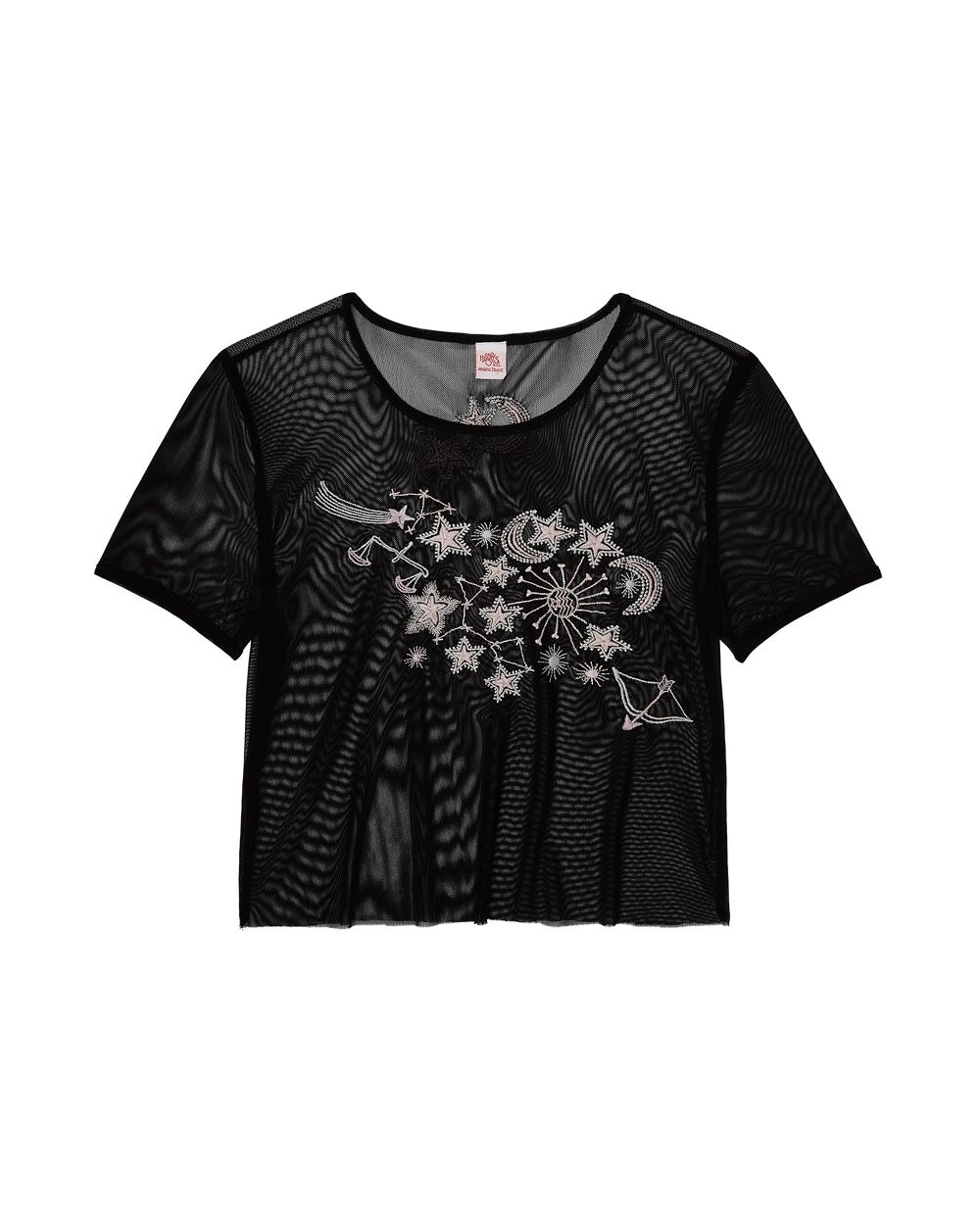 Only Hearts Seeing Stars Sheer Net T-Shirt in black
