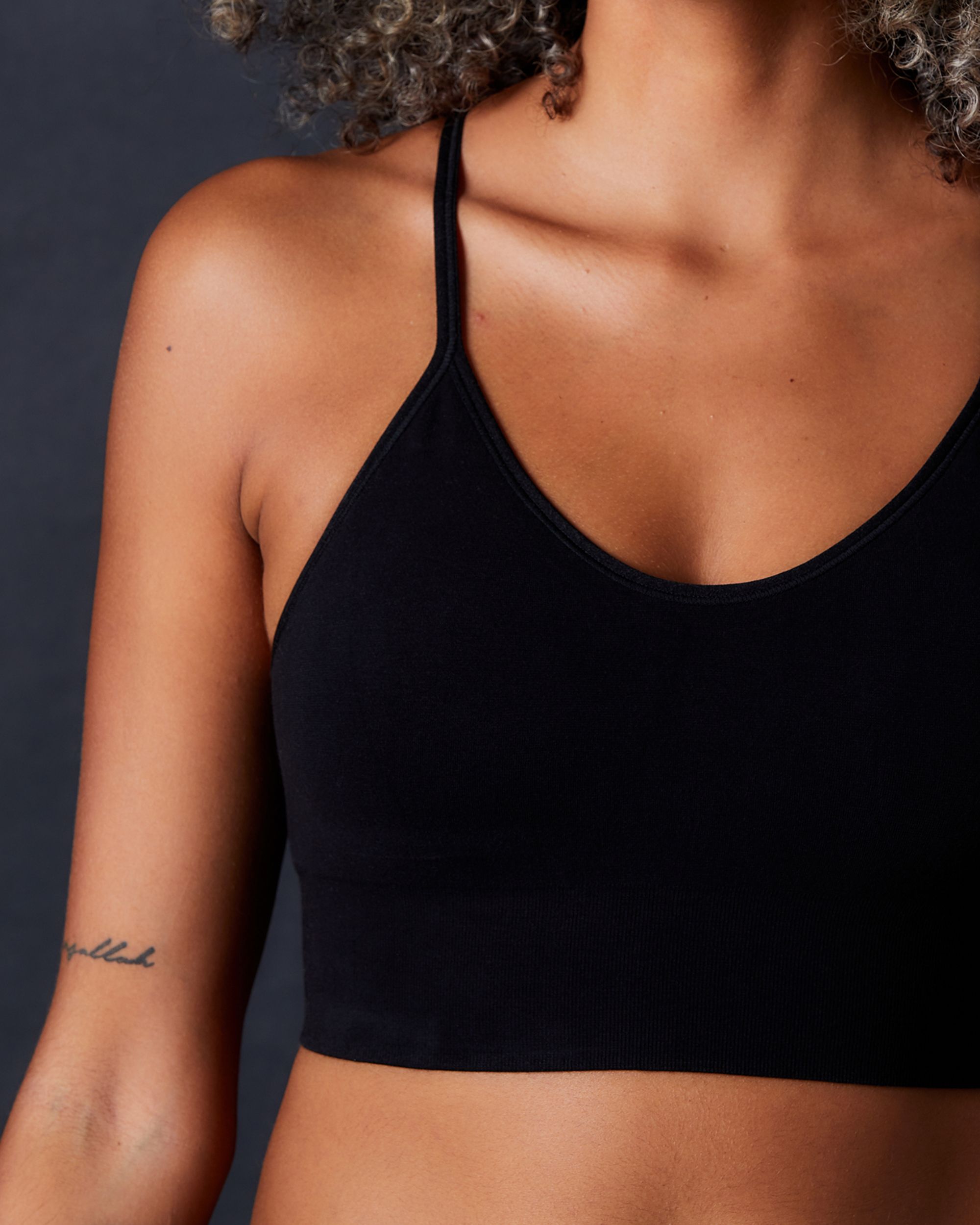 OnGossamer Cabana Cotton Seamless Crop Cami Bralette in black