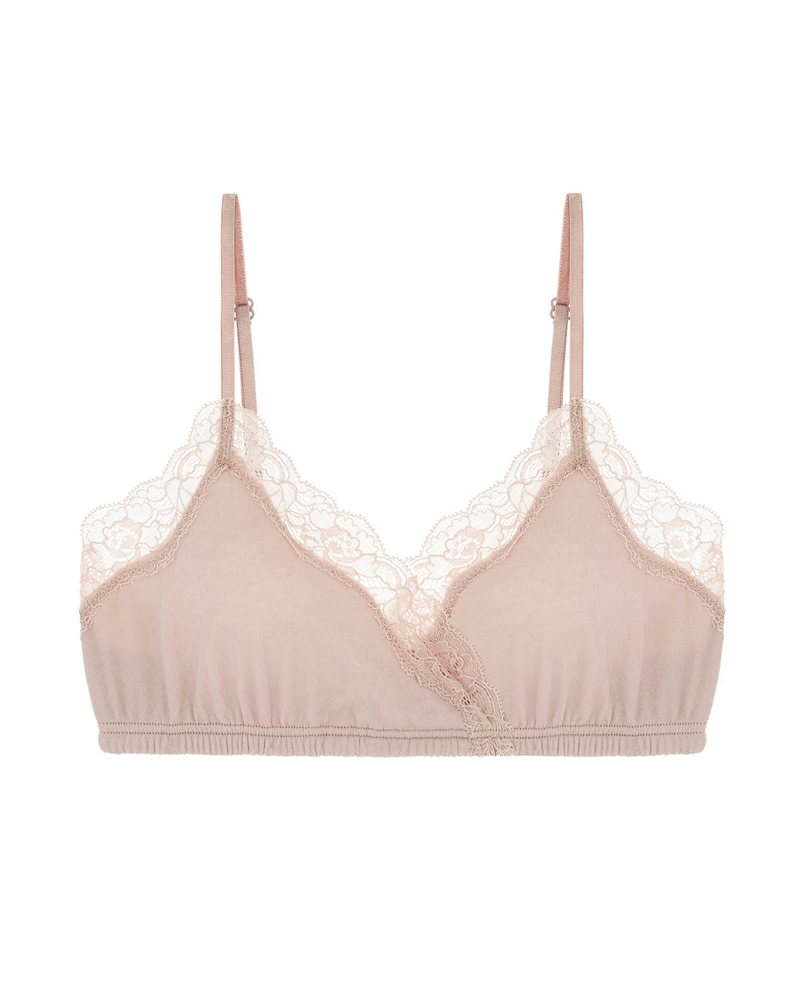Only Hearts Organic Cotton with Lace Wrap Bralette in beige