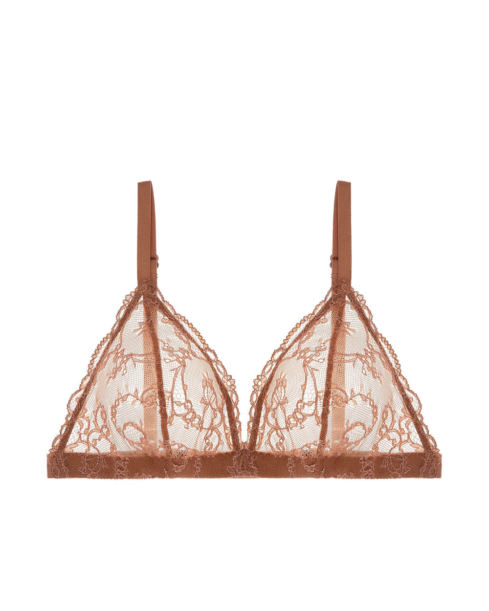 Mae Triangle Bralette in brown - product shot | Journelle