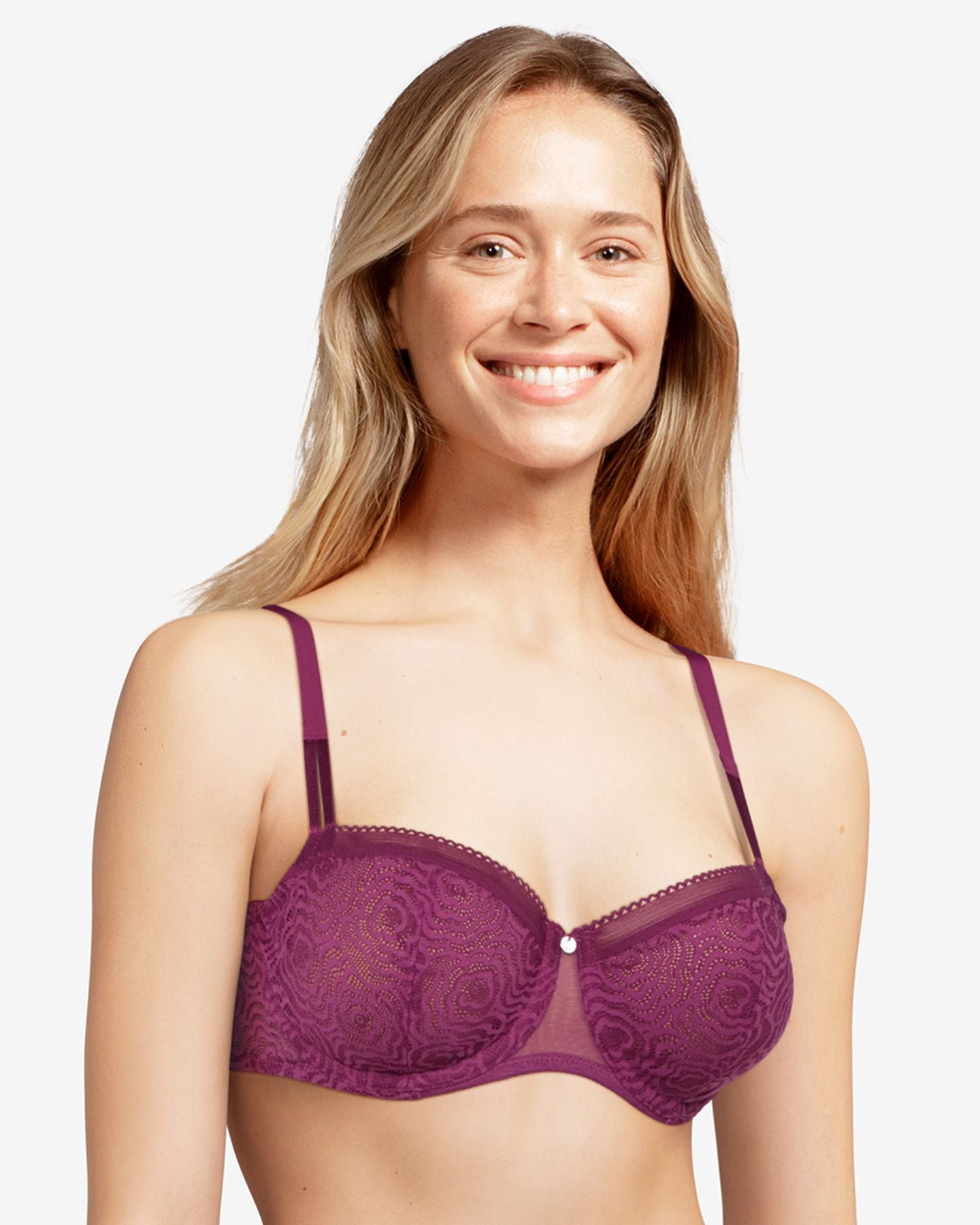 Chantelle C Jolie Lace Unlined Demi Bra in purple