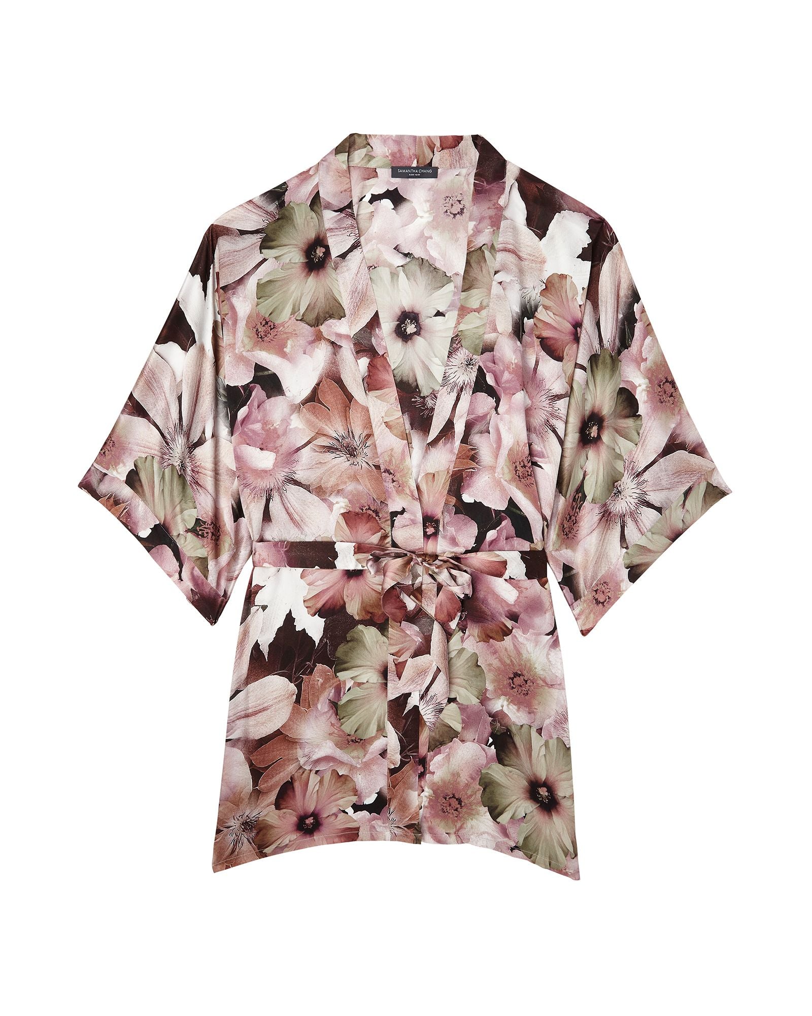 Samantha Chang Silk Classic Short Kimono in pink