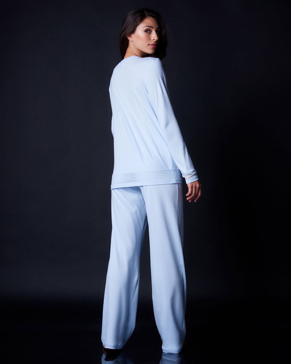 Hanro Ira Long Sleeve Pajama in blue