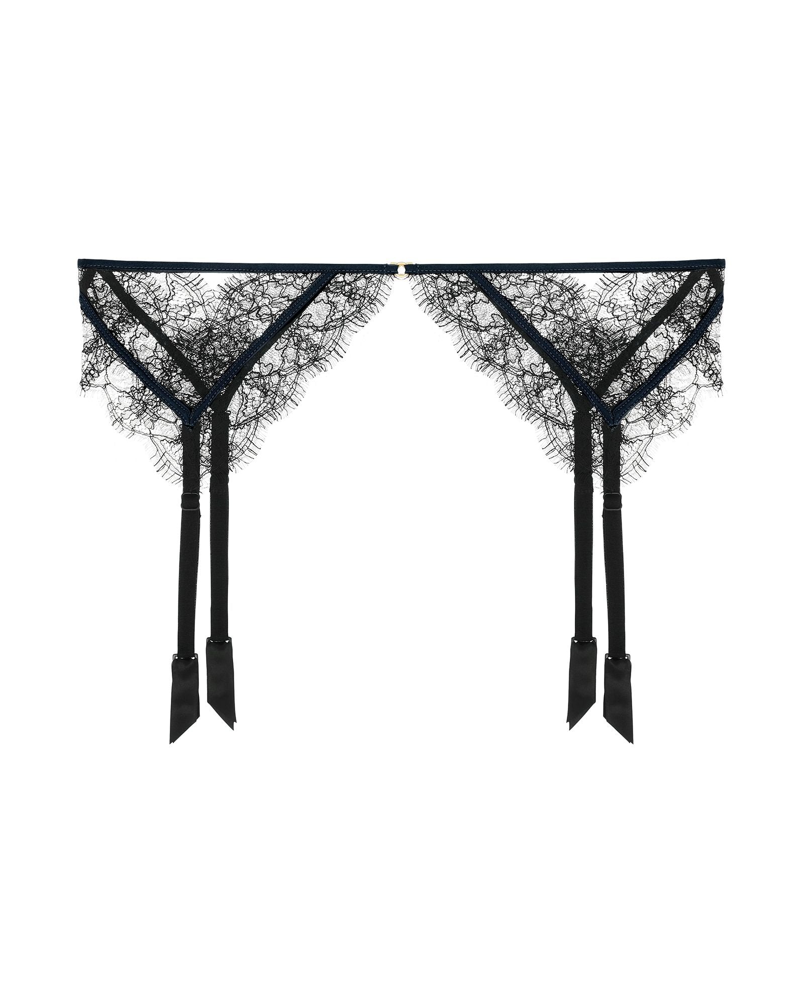 Lace Inset Garter Belt In Blue On Sale Lace Inset Garter Belt In Blue On Sale
