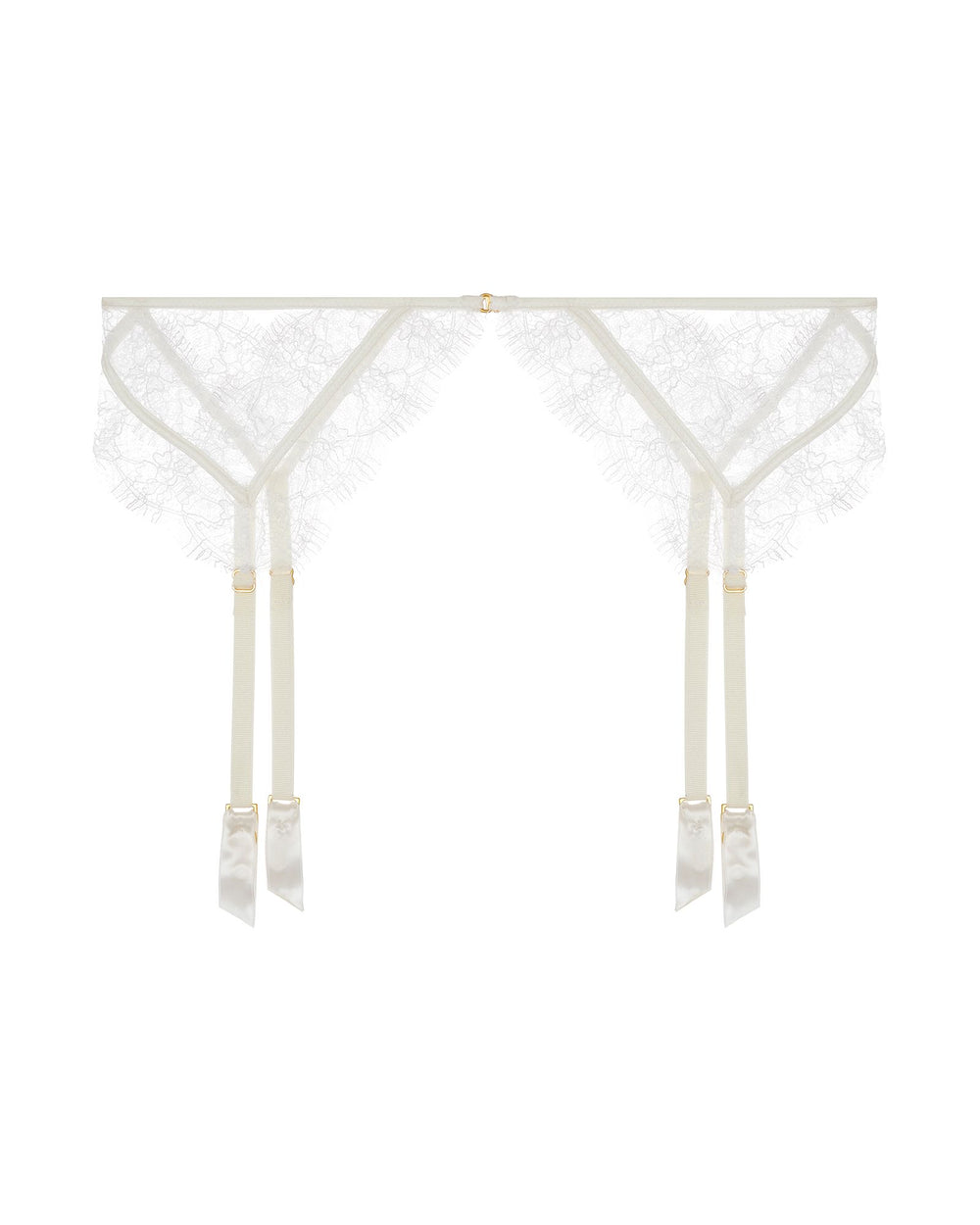 Kiki de Montparnasse Lace Inset Garter Belt in white