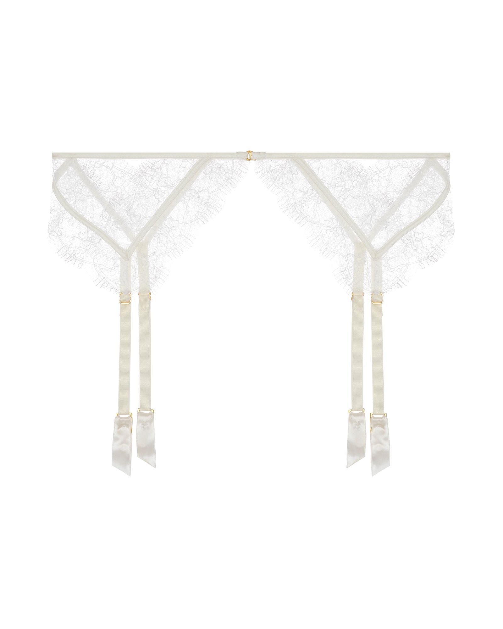 Kiki de Montparnasse Lace Inset Garter Belt in white