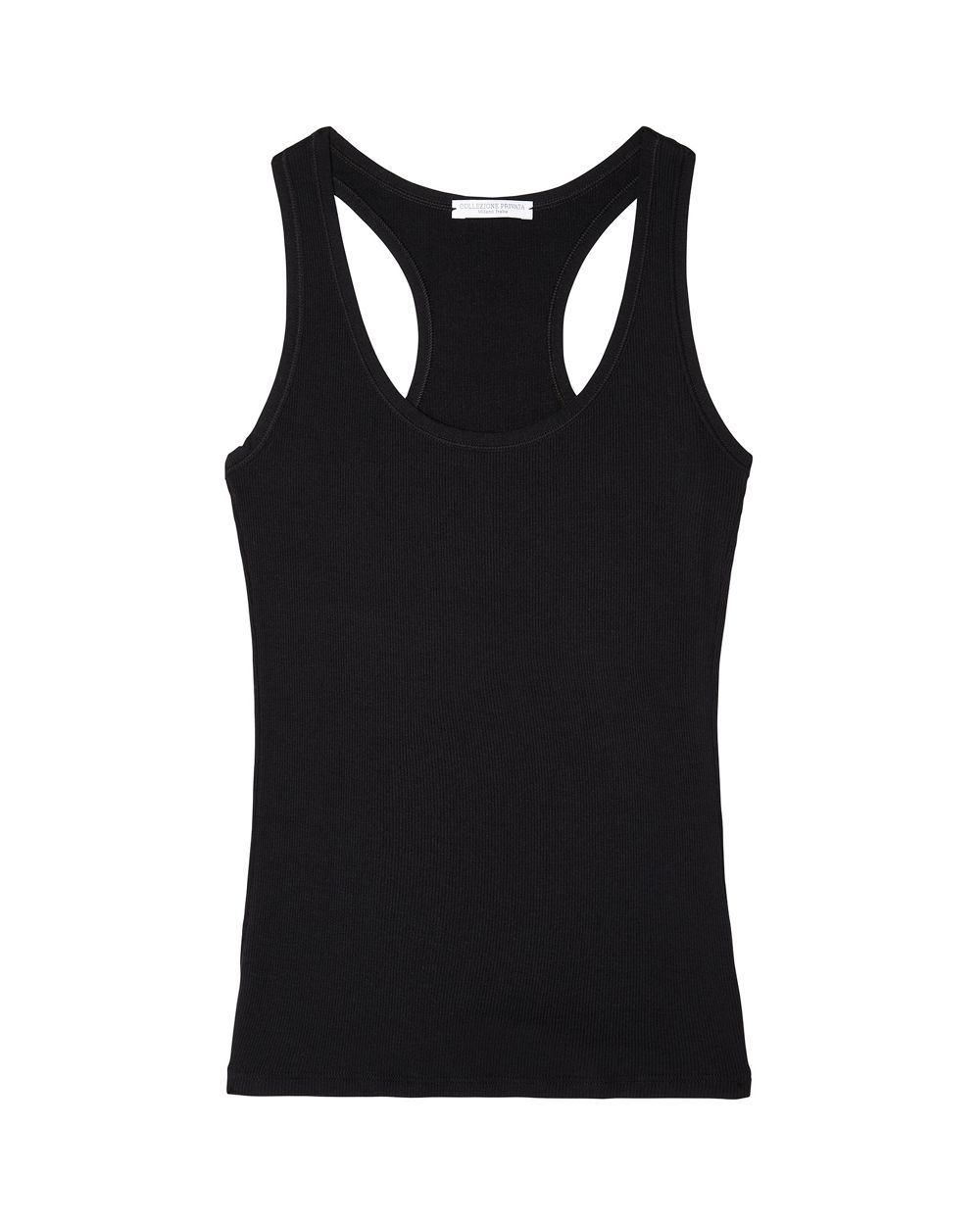 Collezione Privata Fine Rib Racerback Tank in black