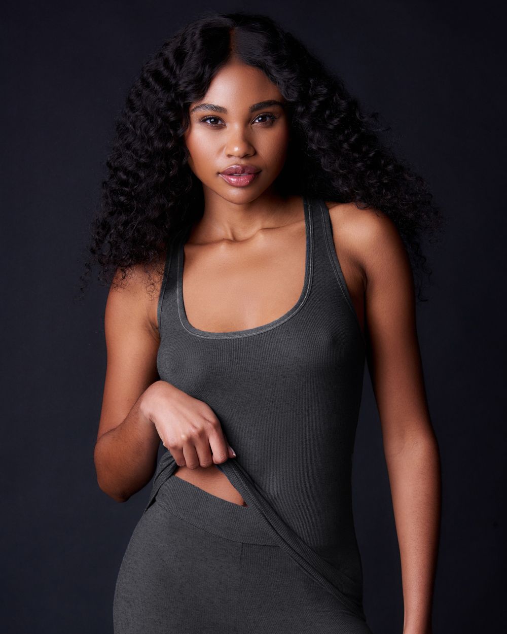 Collezione Privata Fine Rib Racerback Tank in gray