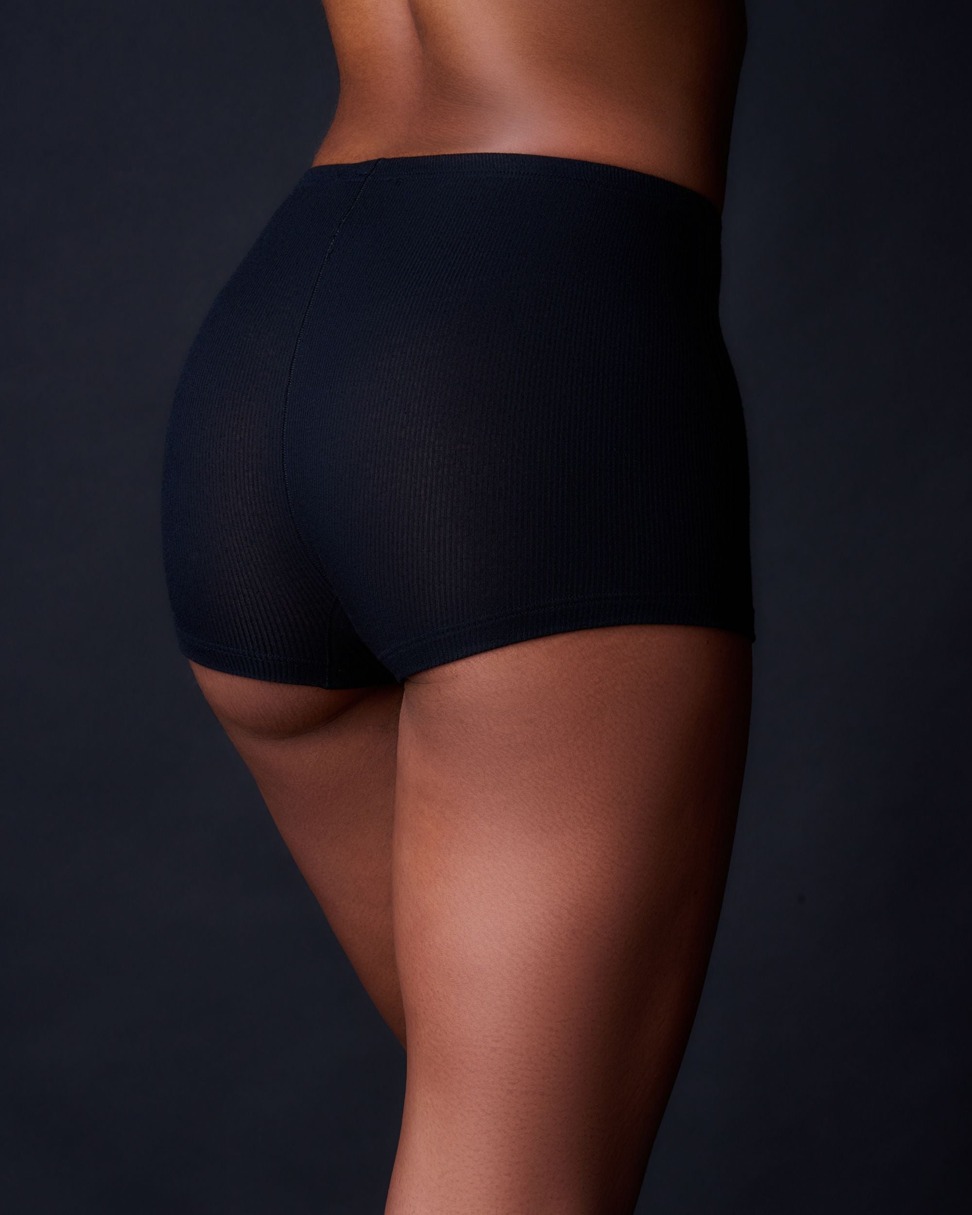 Collezione Privata Fine Rib Boyshort in black