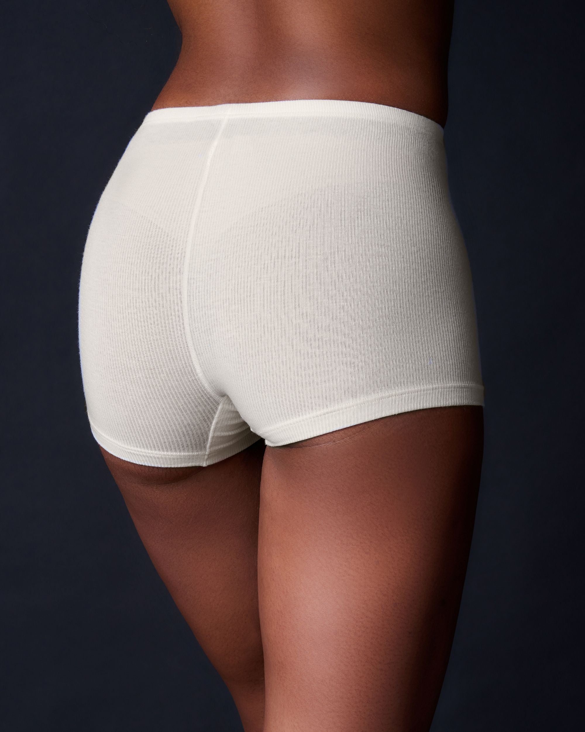 Collezione Privata Fine Rib Boyshort in white